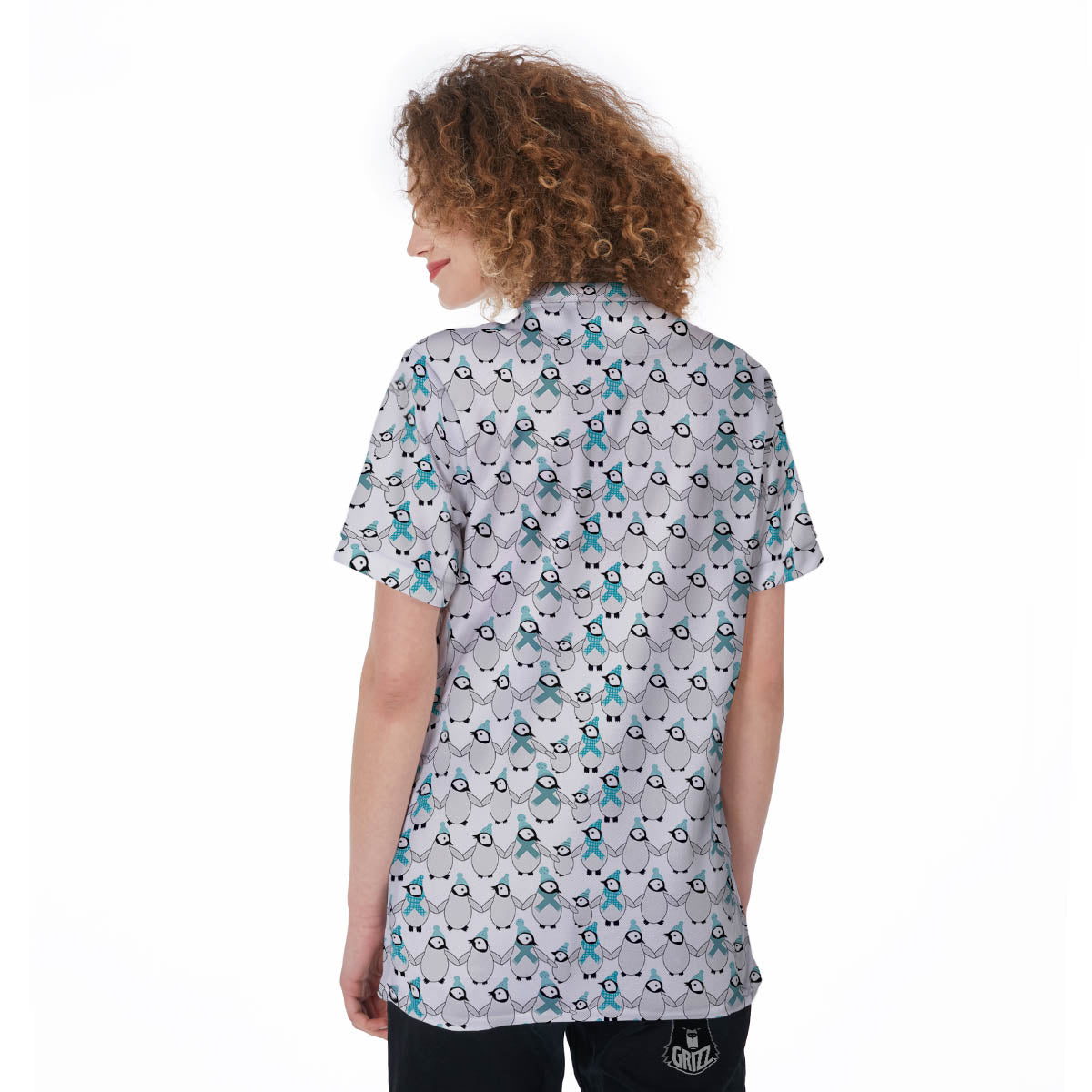 Penguin Emperor Cartoon Print Pattern Women's Golf Shirts-grizzshop