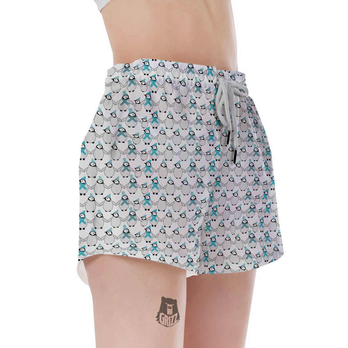 Penguin Emperor Cartoon Print Pattern Women's Shorts-grizzshop