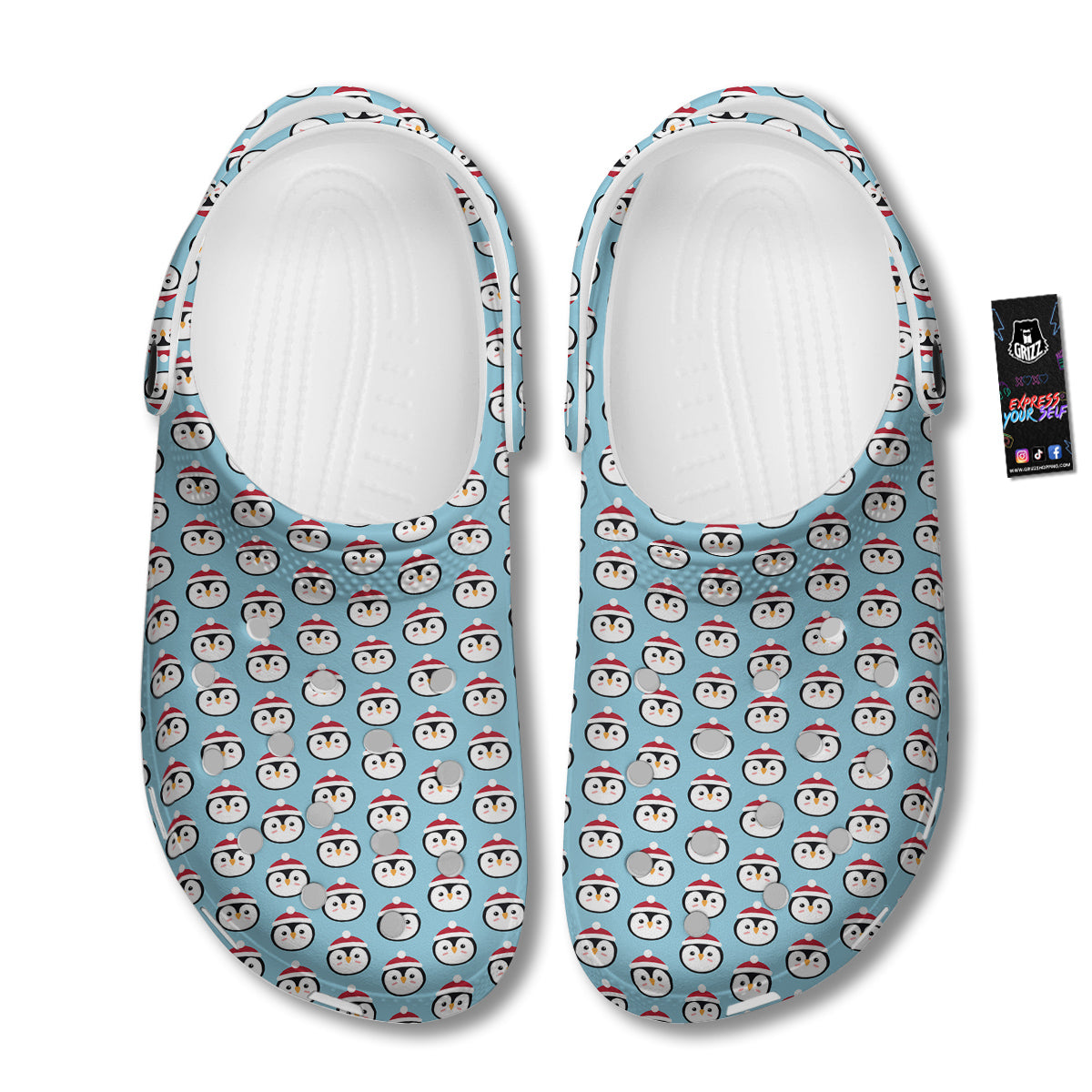 Penguin Face Cute Print Pattern Clog-grizzshop