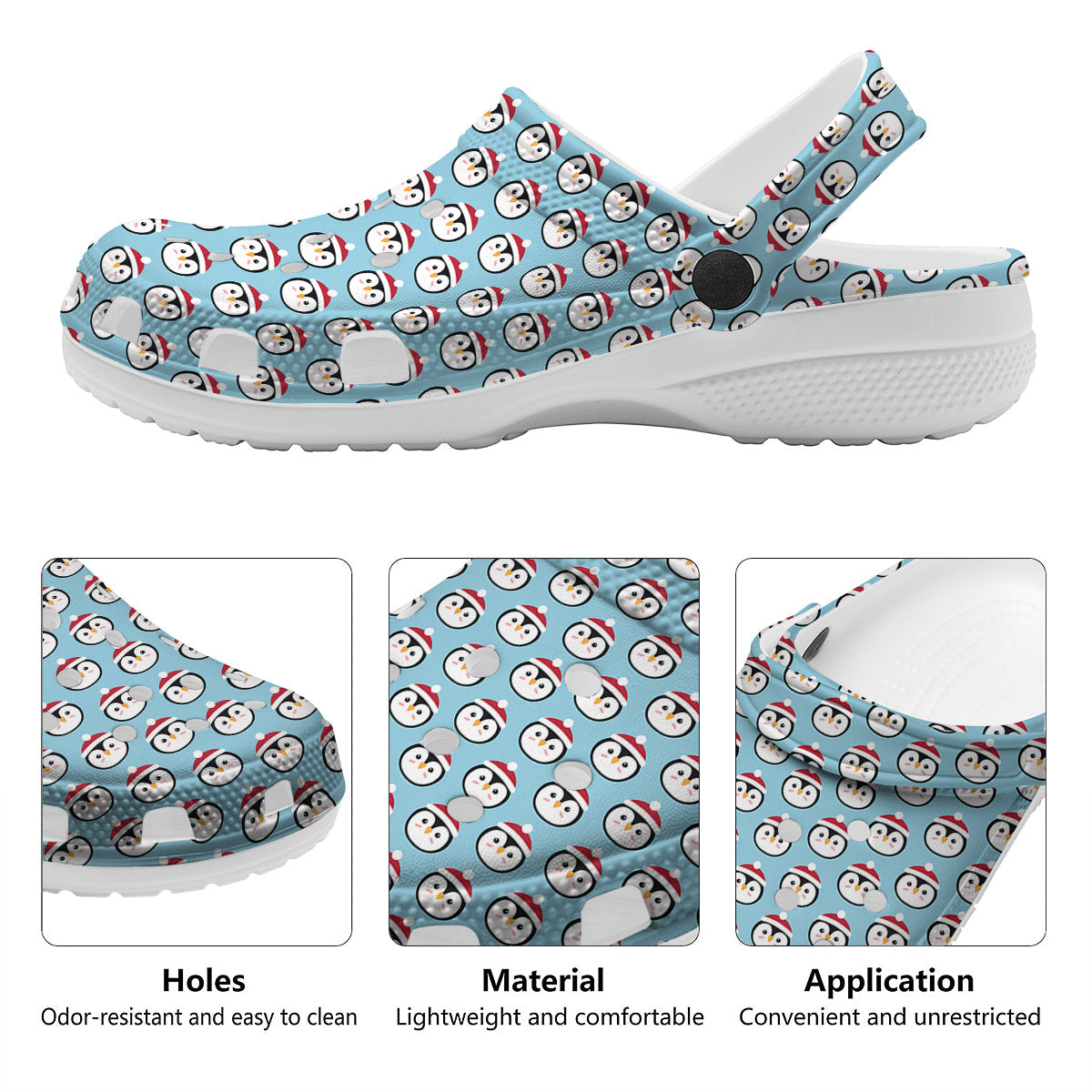 Penguin Face Cute Print Pattern Clog-grizzshop
