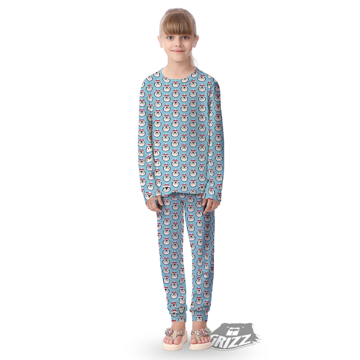 Penguin Face Cute Print Pattern Kid's Pajamas-grizzshop