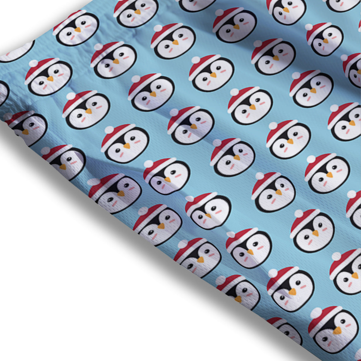 Penguin Face Cute Print Pattern Mesh Shorts-grizzshop