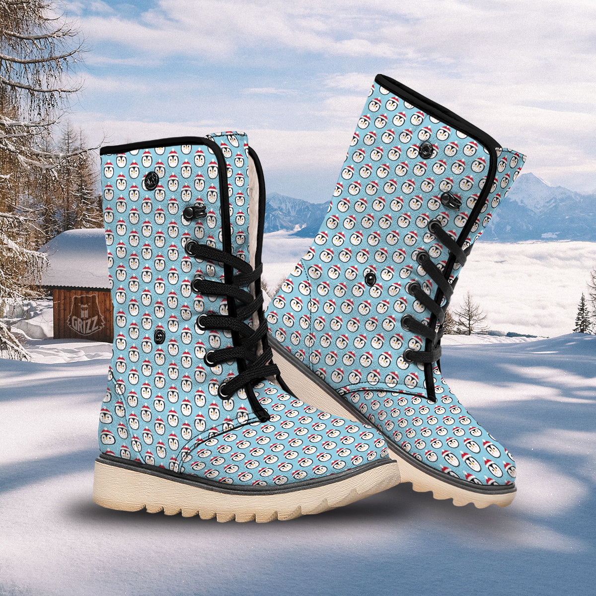Penguin Face Cute Print Pattern Snow Boots-grizzshop