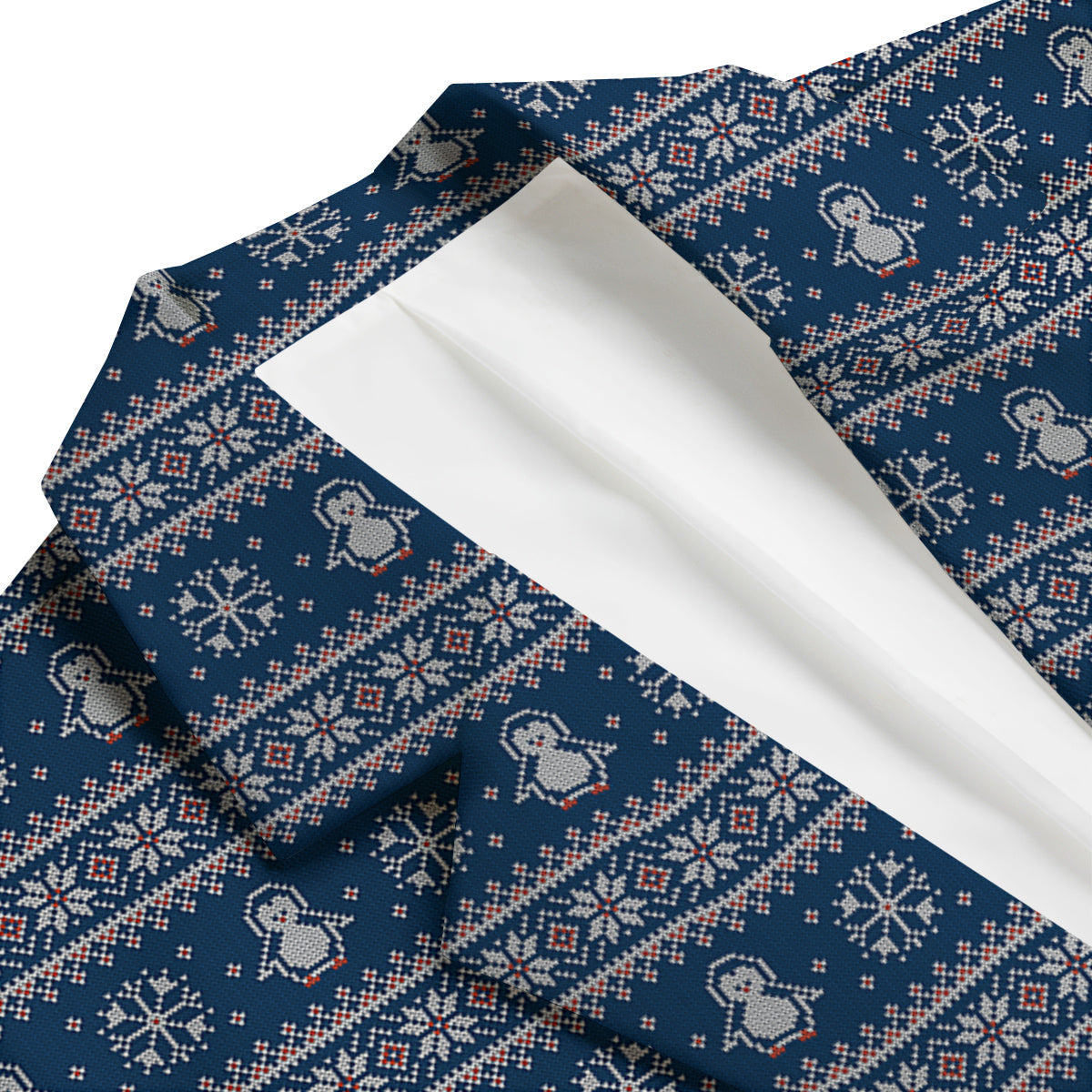 Penguin Knitted Christmas Print Men's Blazer-grizzshop