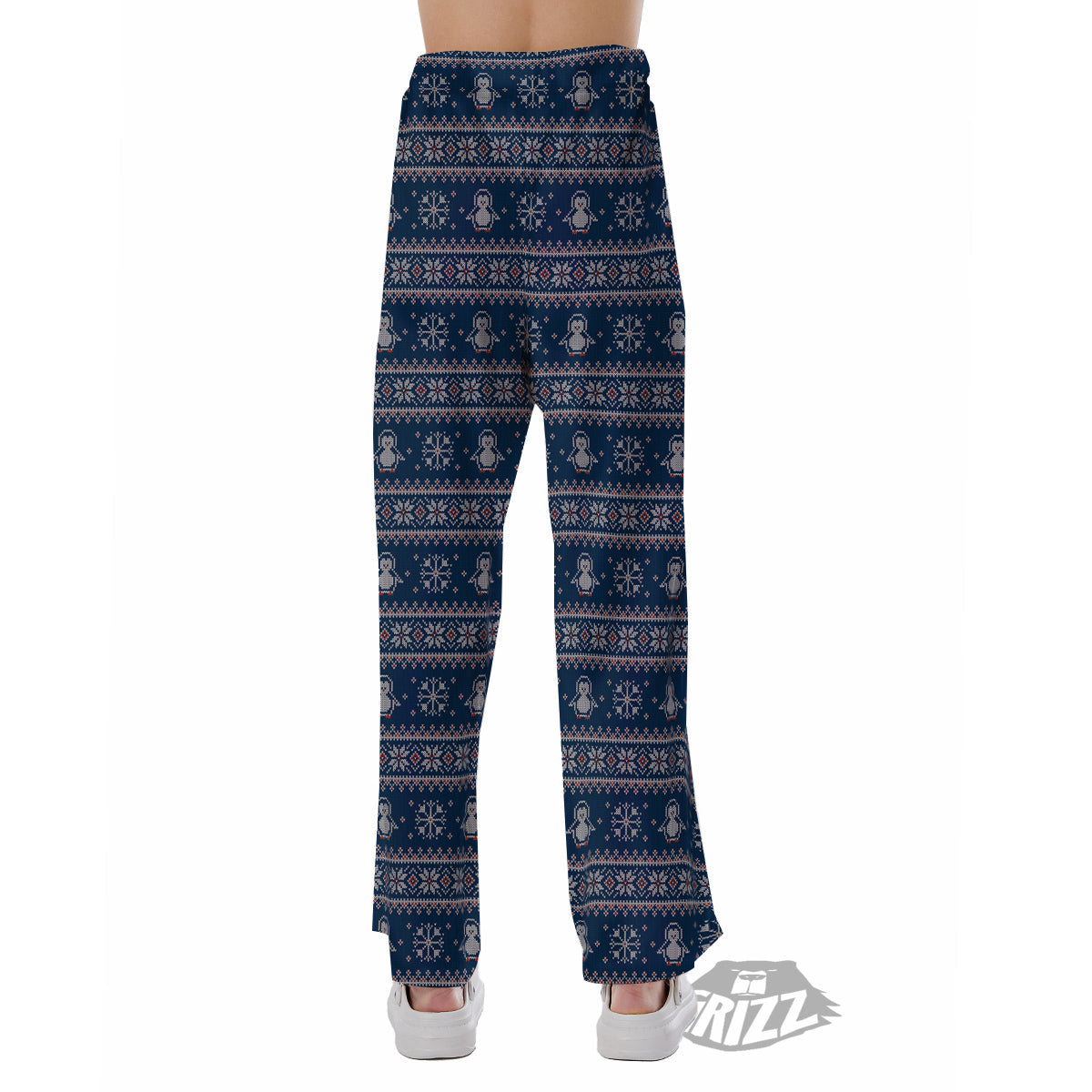 Penguin Knitted Christmas Print Pajama Pants-grizzshop