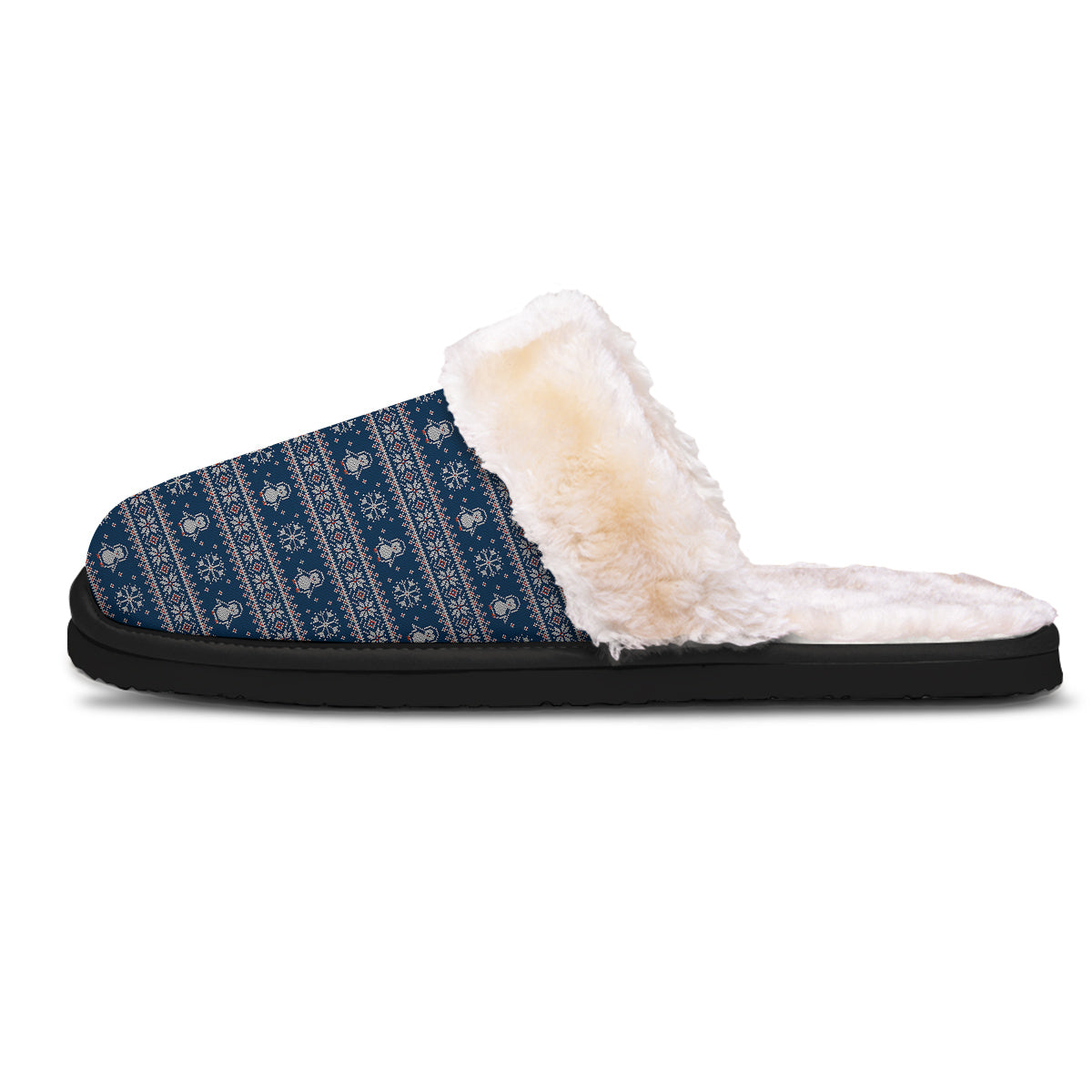 Penguin Knitted Christmas Print Slippers-grizzshop
