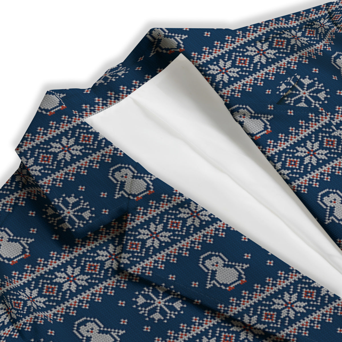 Penguin Knitted Christmas Print Women's Blazer-grizzshop