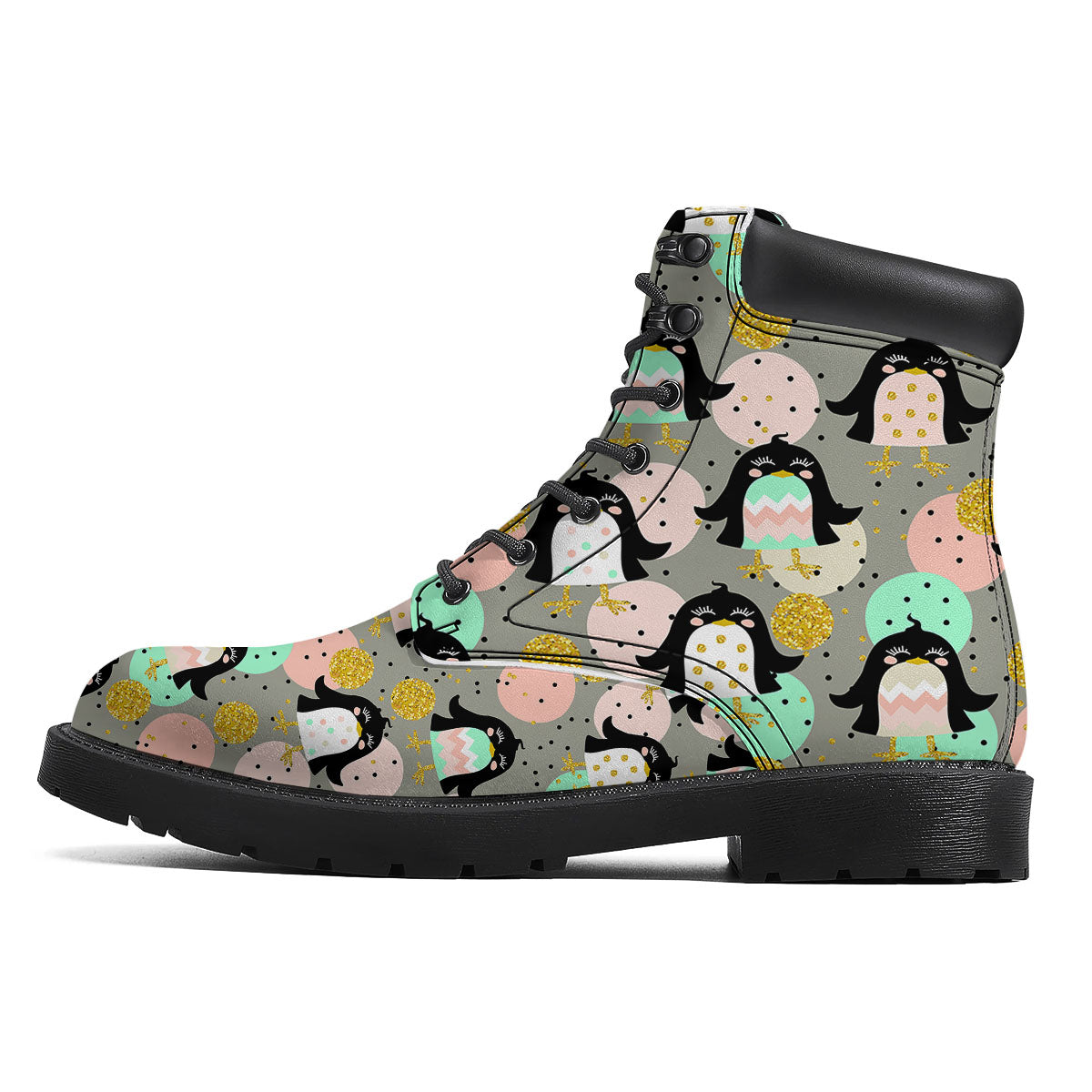 Penguin Pink Polka Print Pattern Boots-grizzshop