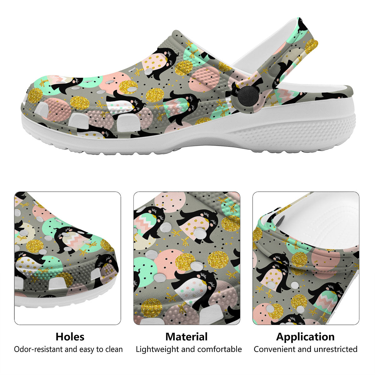 Penguin Pink Polka Print Pattern Clog-grizzshop