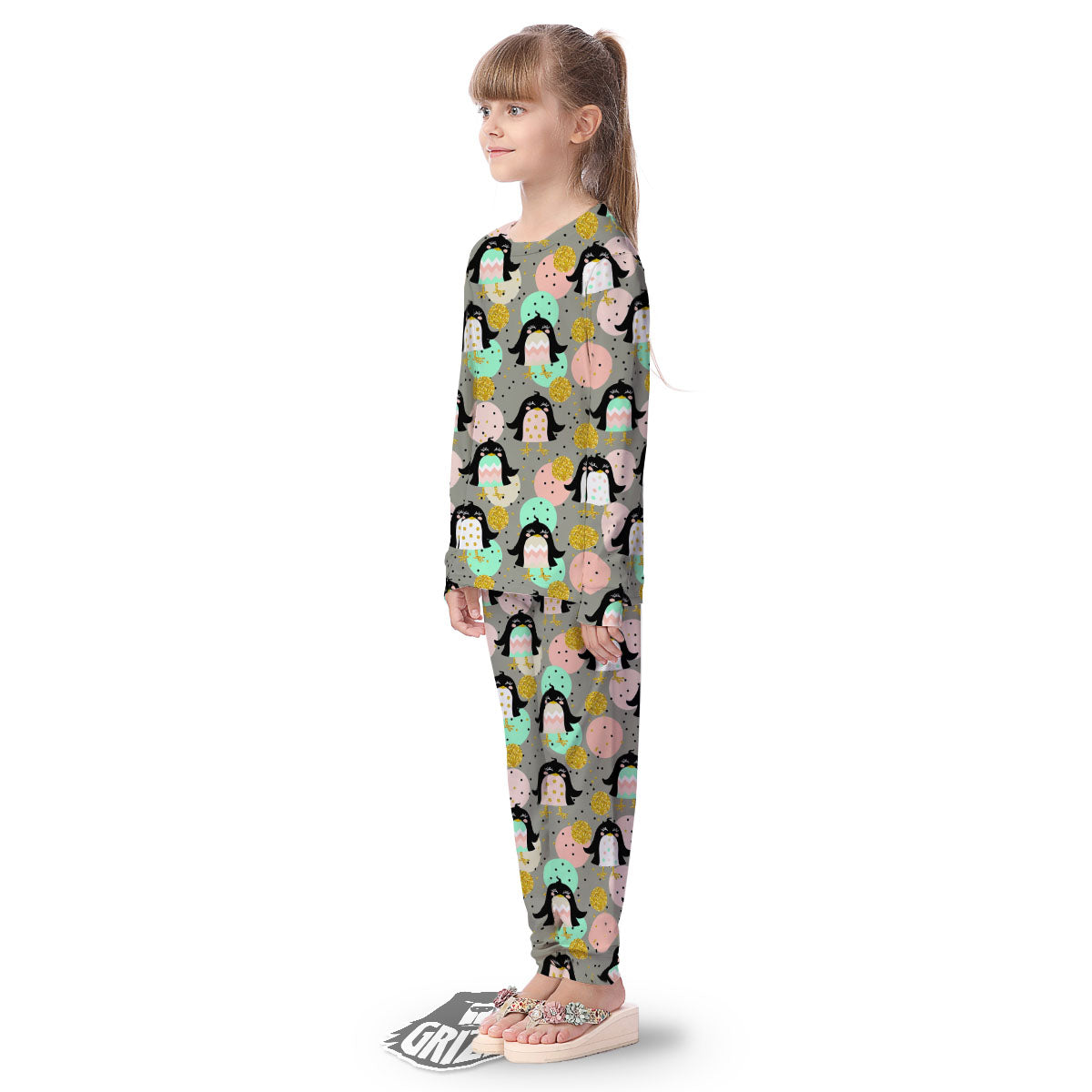 Penguin Pink Polka Print Pattern Kid's Pajamas-grizzshop