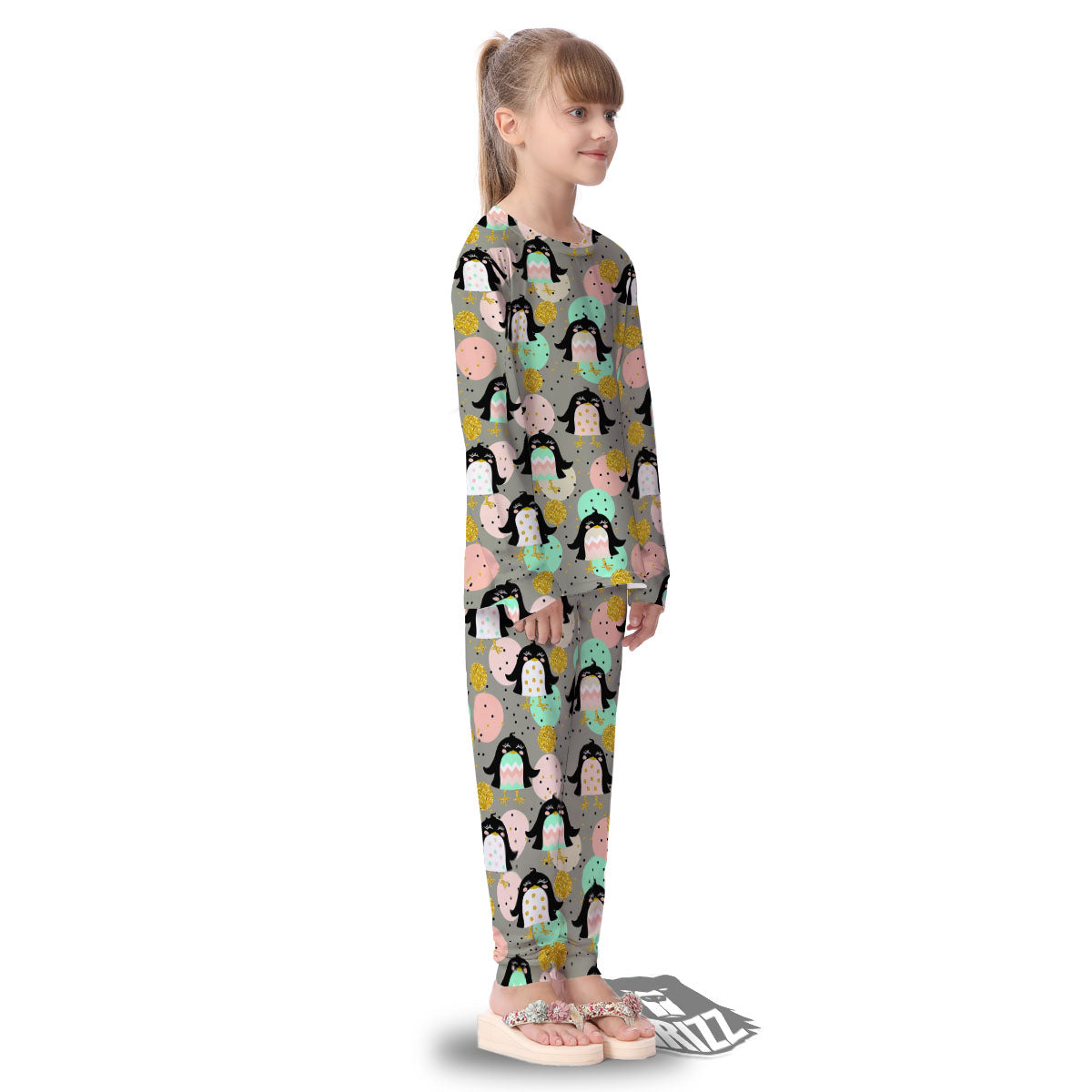 Penguin Pink Polka Print Pattern Kid's Pajamas-grizzshop