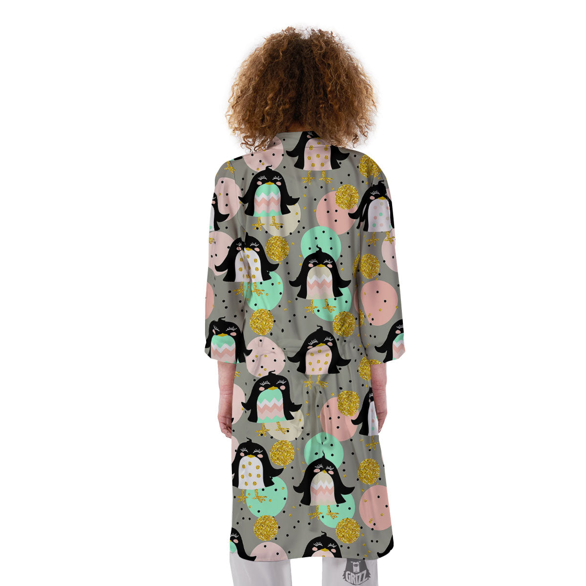 Penguin Pink Polka Print Pattern Kimono-grizzshop