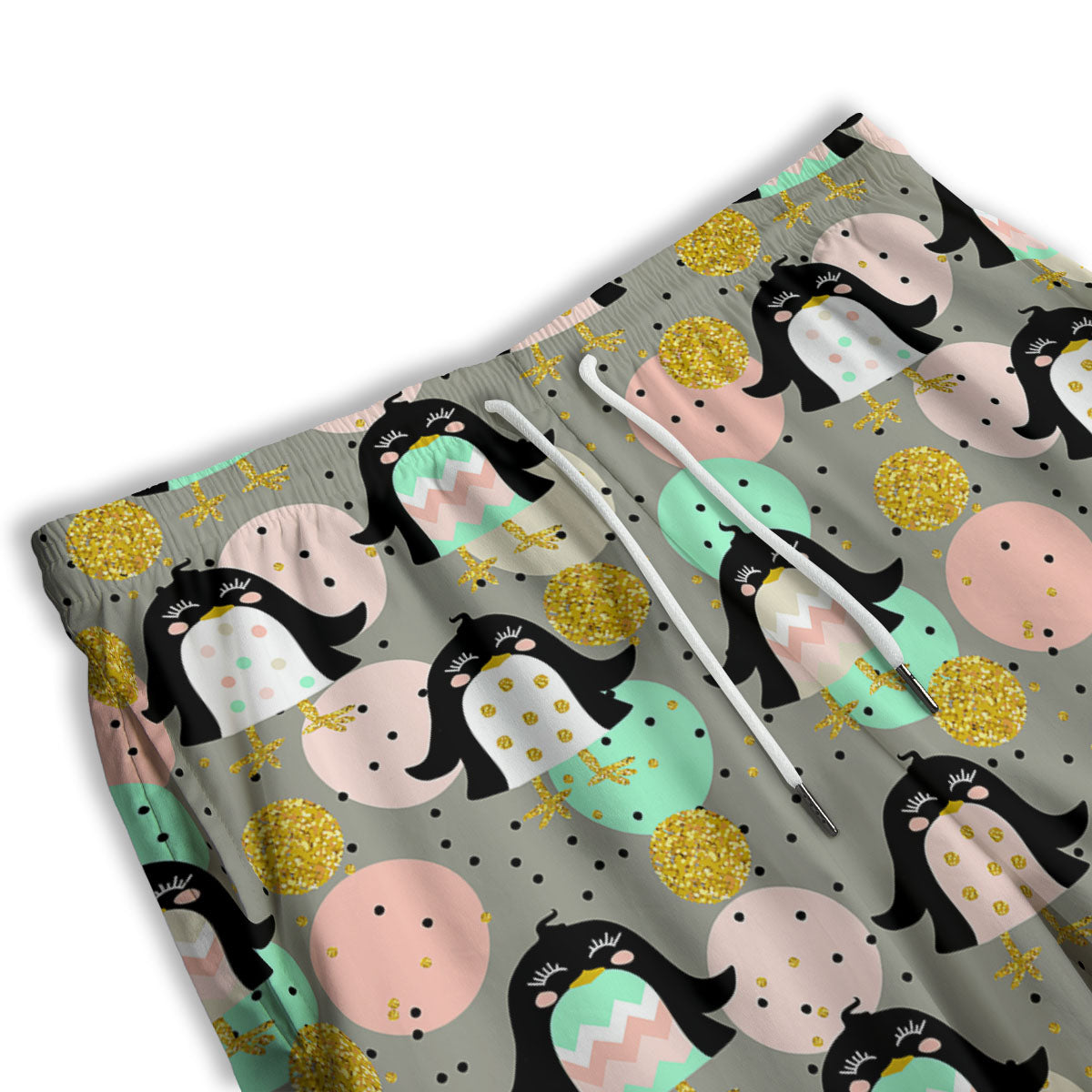 Penguin Pink Polka Print Pattern Men's Athletic Shorts
