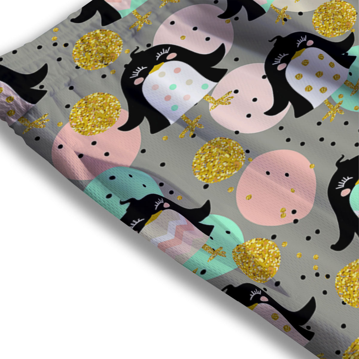 Penguin Pink Polka Print Pattern Mesh Shorts