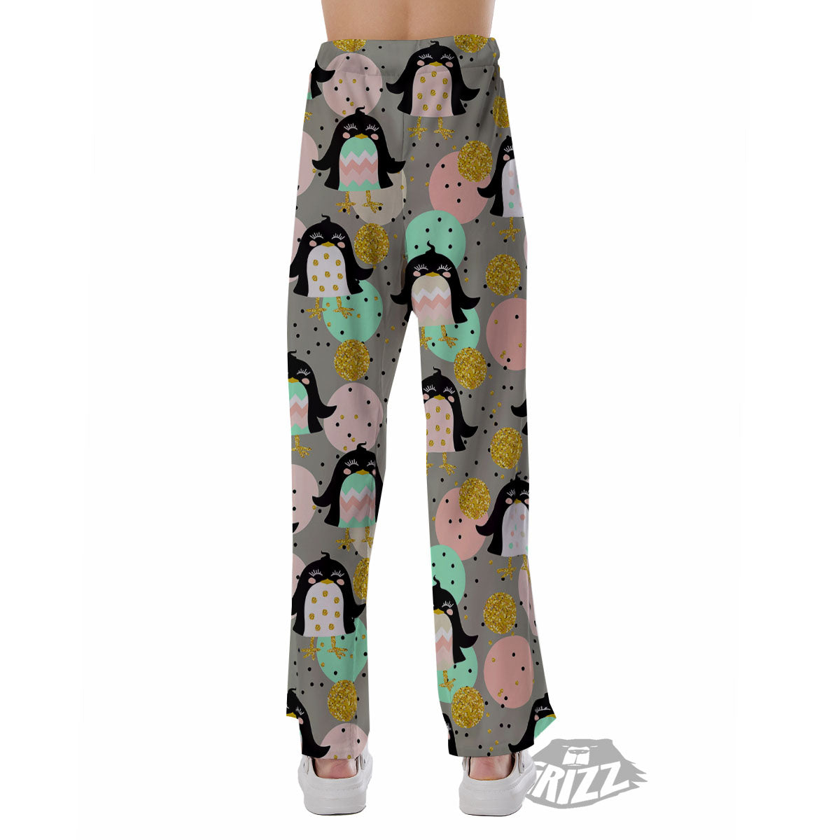 Penguin Pink Polka Print Pattern Pajama Pants-grizzshop
