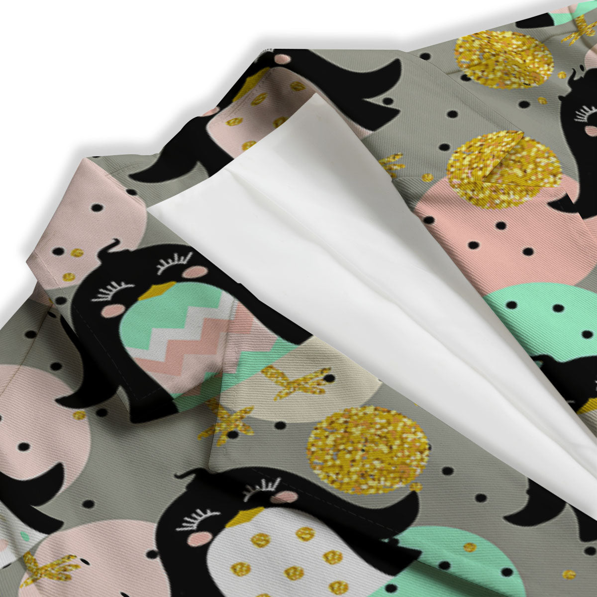 Penguin Pink Polka Print Pattern Women's Blazer-grizzshop