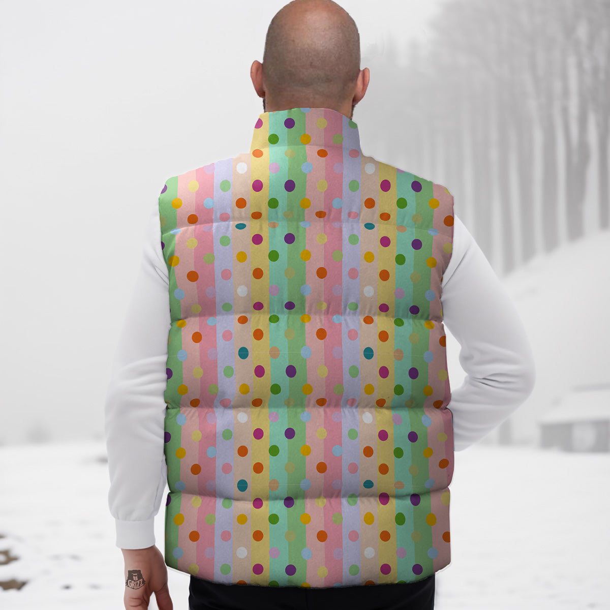 Penguin Print Pattern Down Vest-grizzshop