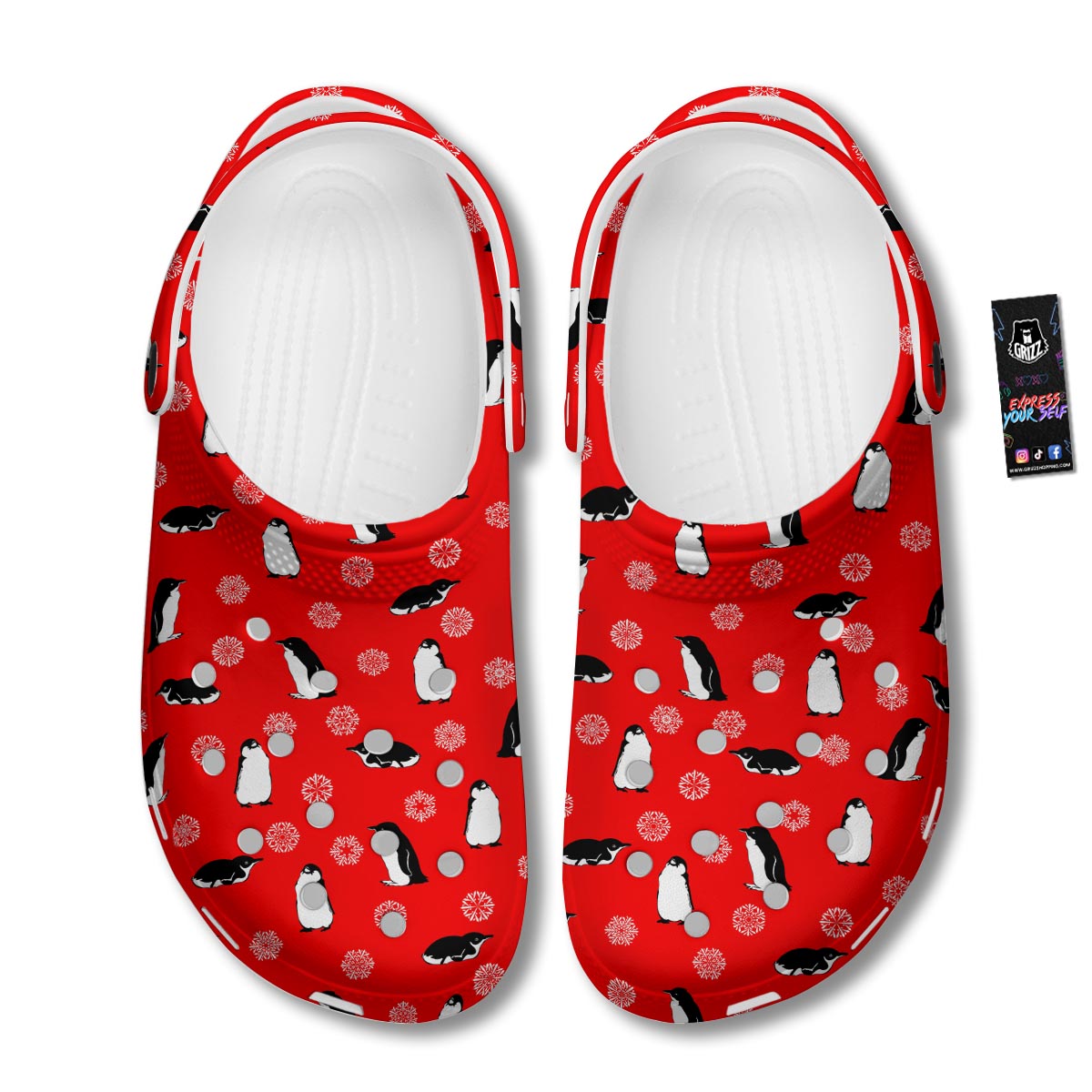 Penguin Red Snow Print Pattern Clog-grizzshop