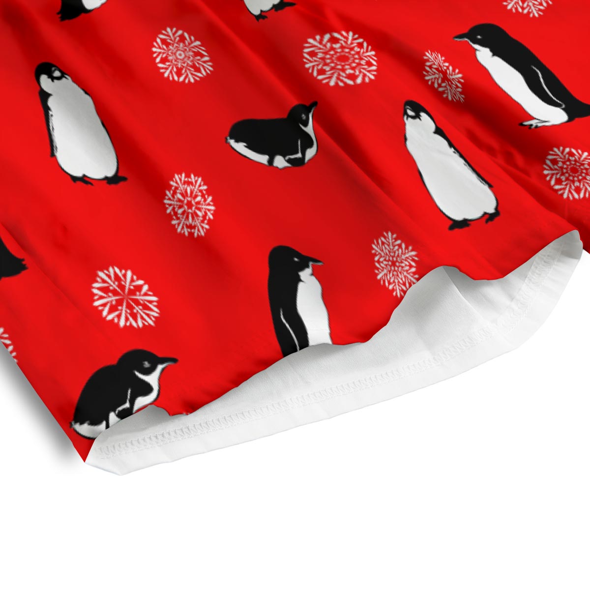 Penguin Red Snow Print Pattern Men's Athletic Shorts