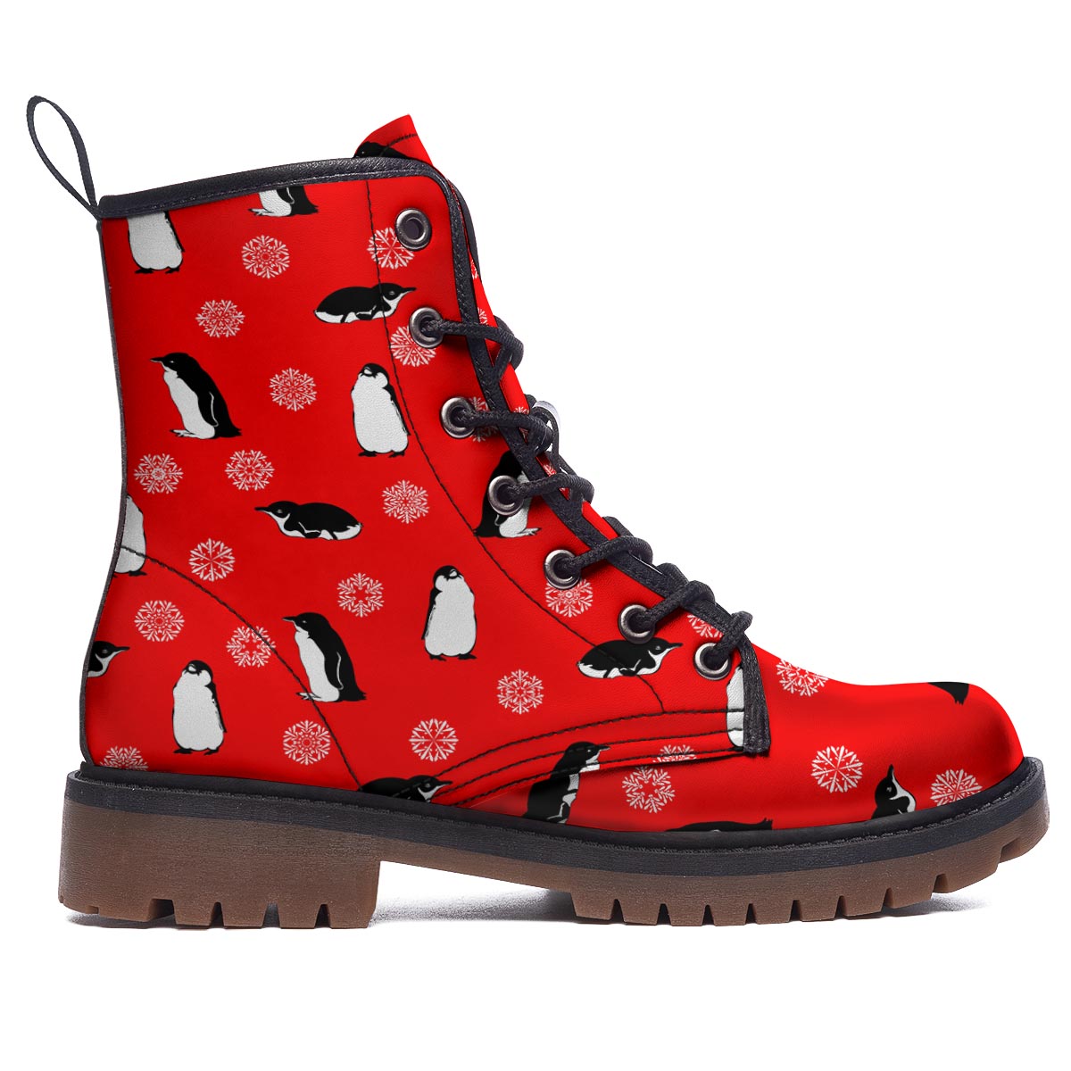 Penguin Red Snow Print Pattern Work Boots-grizzshop