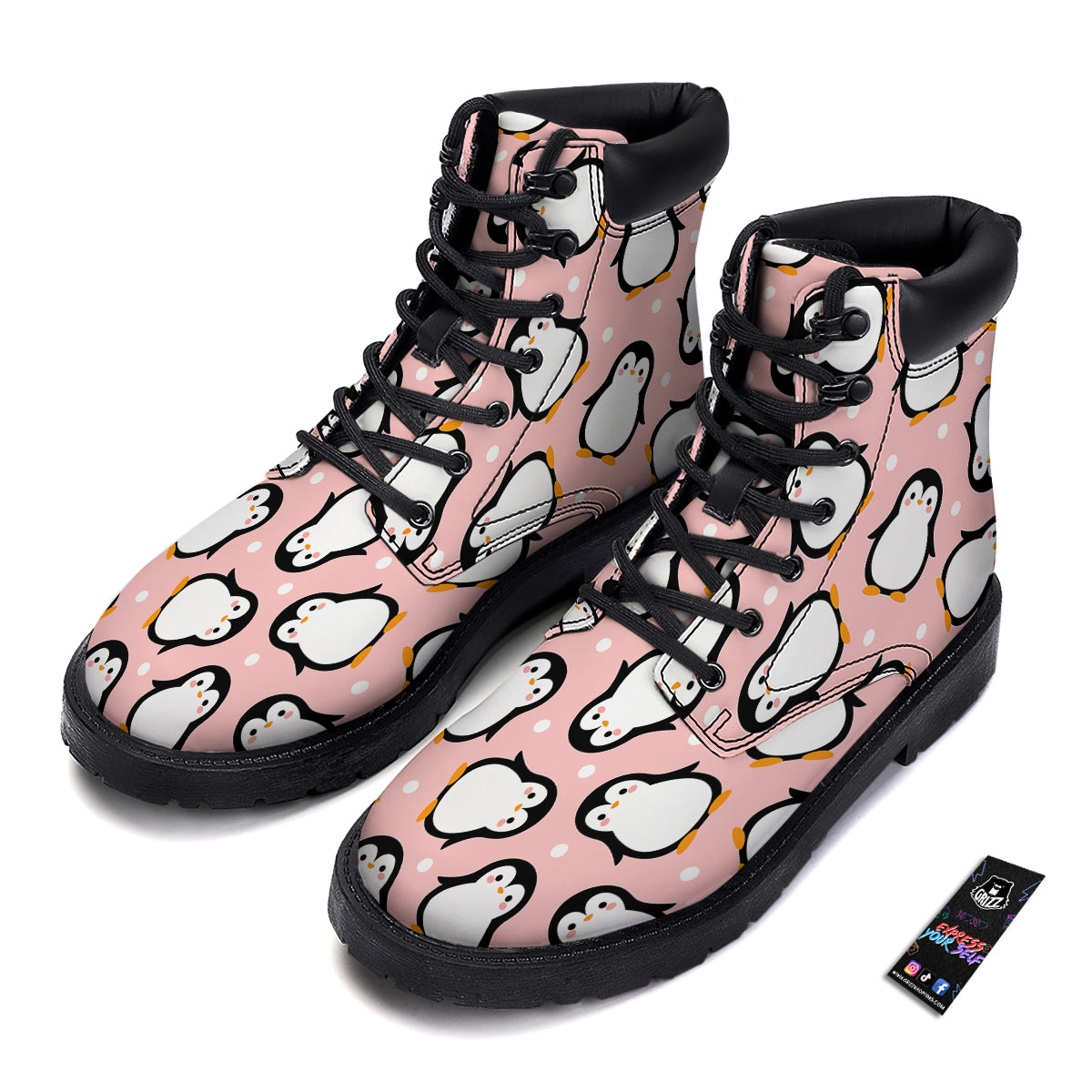 Penguin Xmas Print Pattern Boots-grizzshop