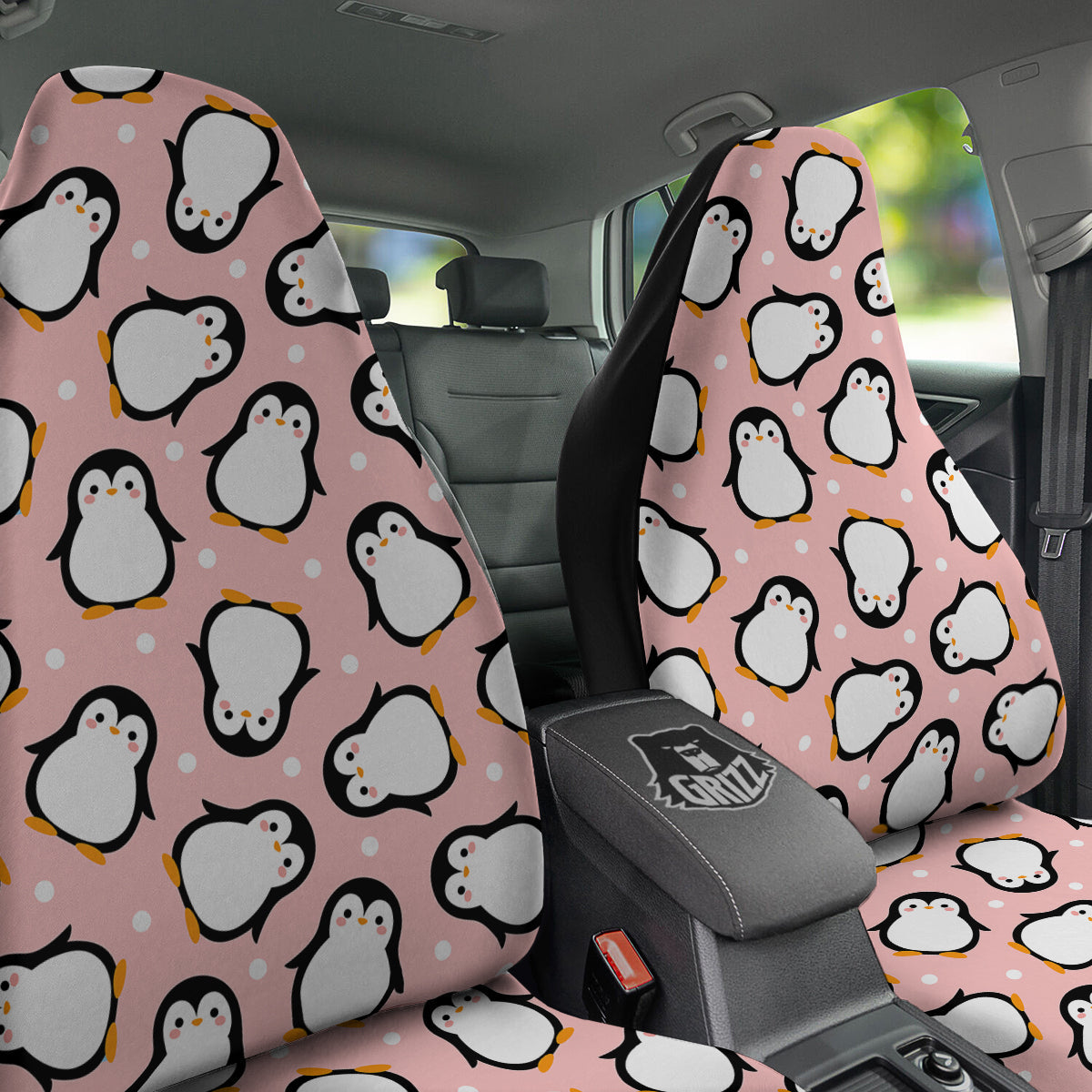 Penguin Xmas Print Pattern Car Seat Covers-grizzshop