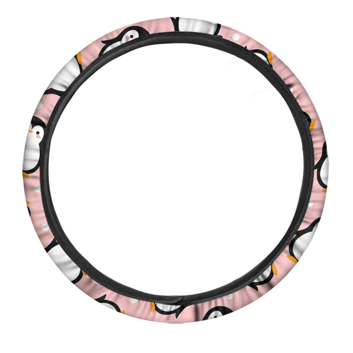Penguin Xmas Print Pattern Car Steering Wheel Cover-grizzshop