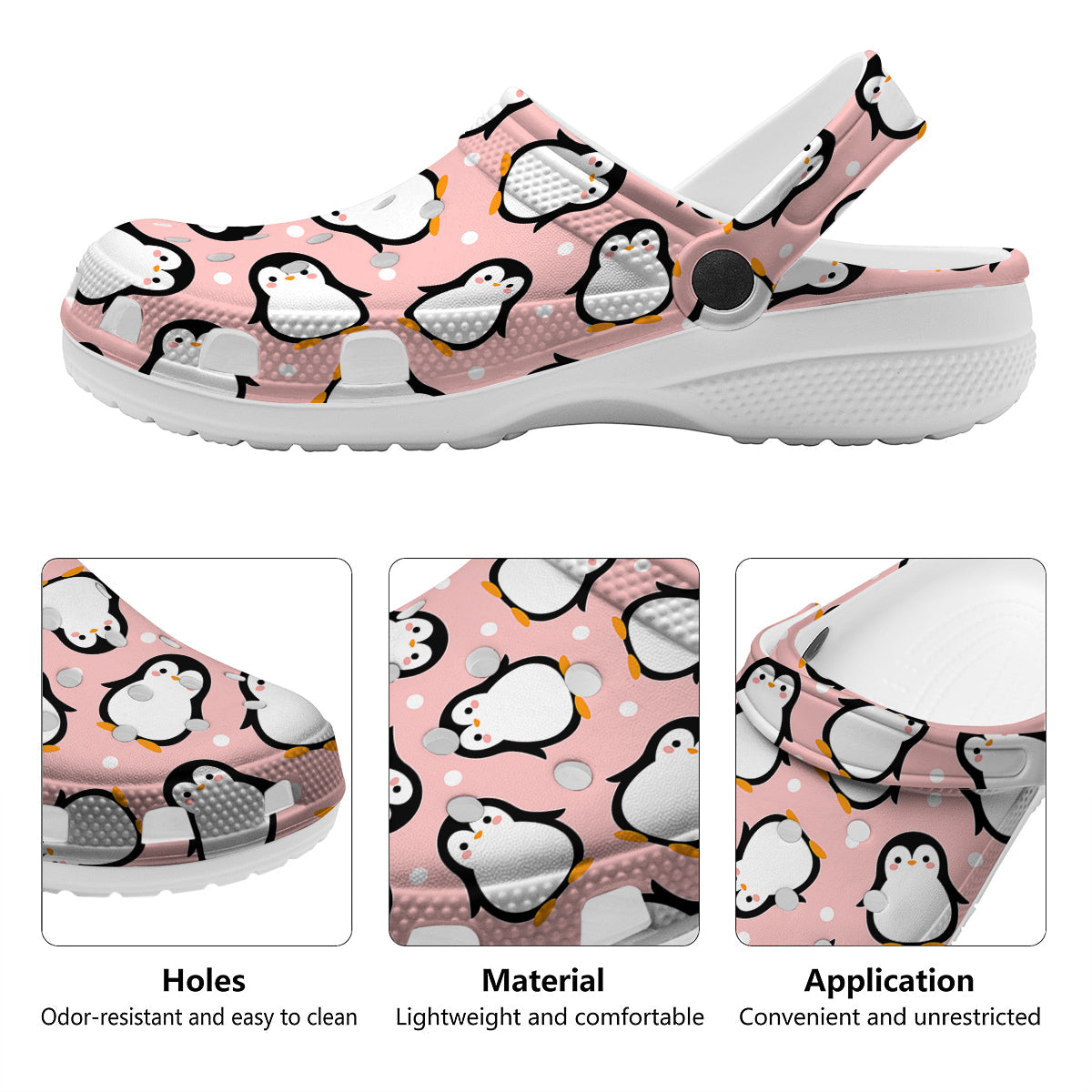 Penguin Xmas Print Pattern Clog-grizzshop
