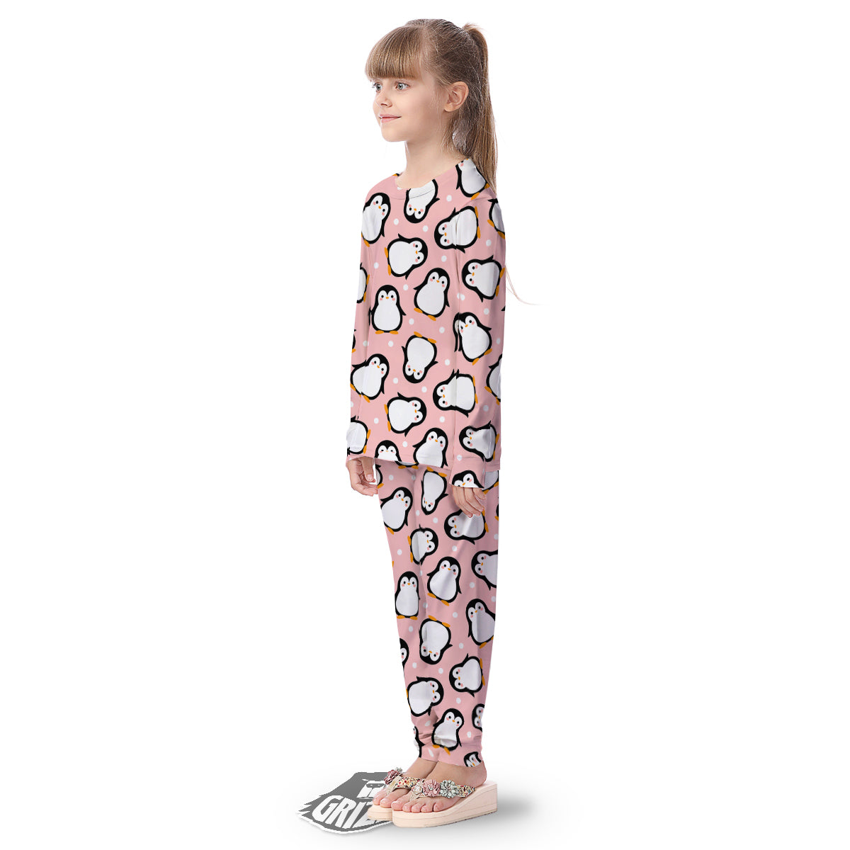 Penguin Xmas Print Pattern Kid's Pajamas-grizzshop