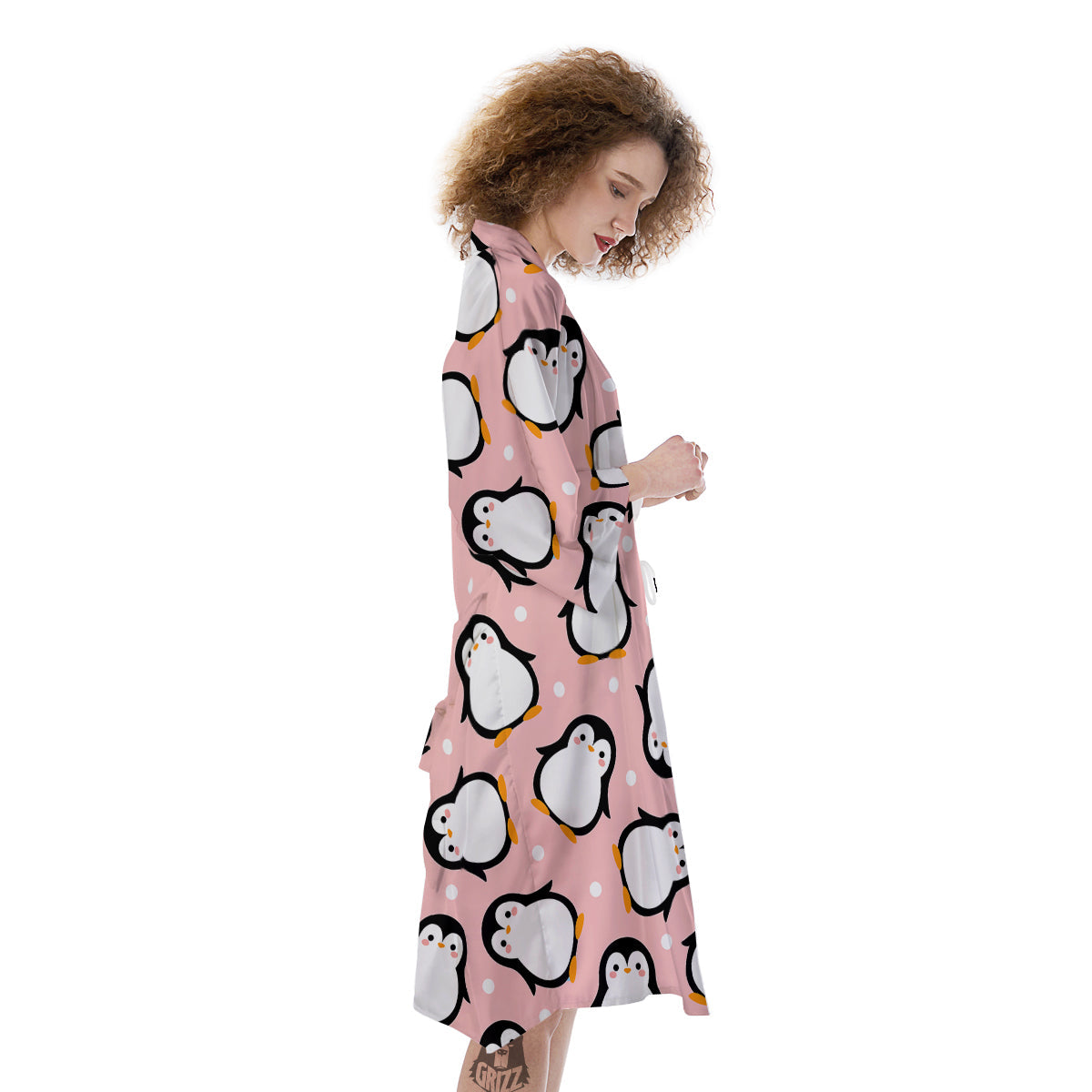 Penguin Xmas Print Pattern Kimono-grizzshop