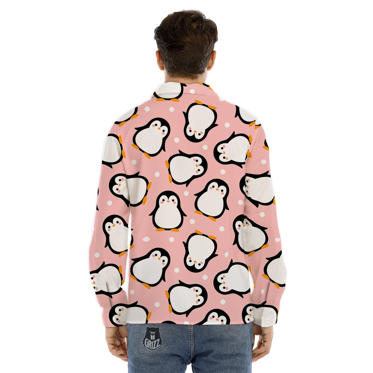 Penguin Xmas Print Pattern Men's Dress Shirts-grizzshop
