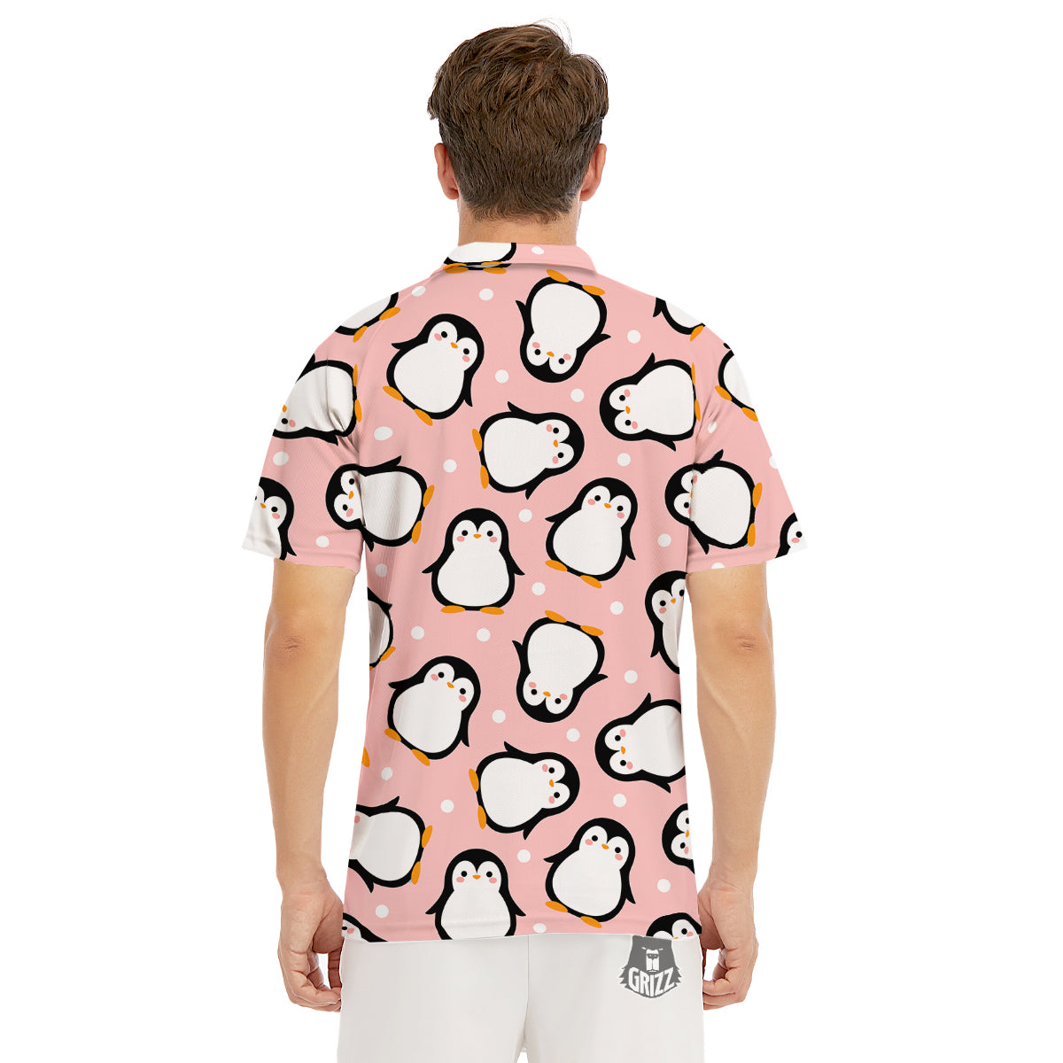 Penguin Xmas Print Pattern Men's Golf Shirts-grizzshop