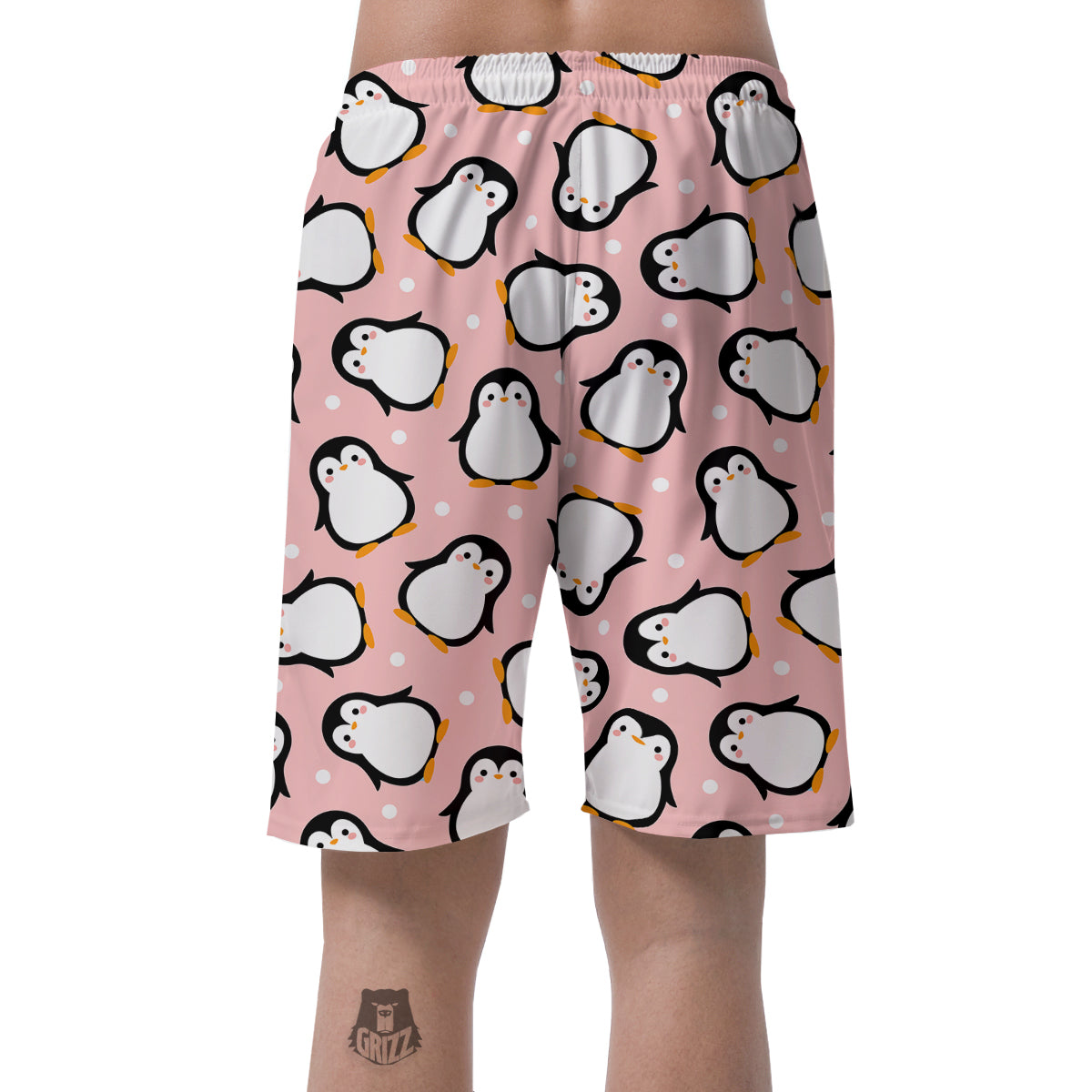Penguin Xmas Print Pattern Men's Shorts-grizzshop