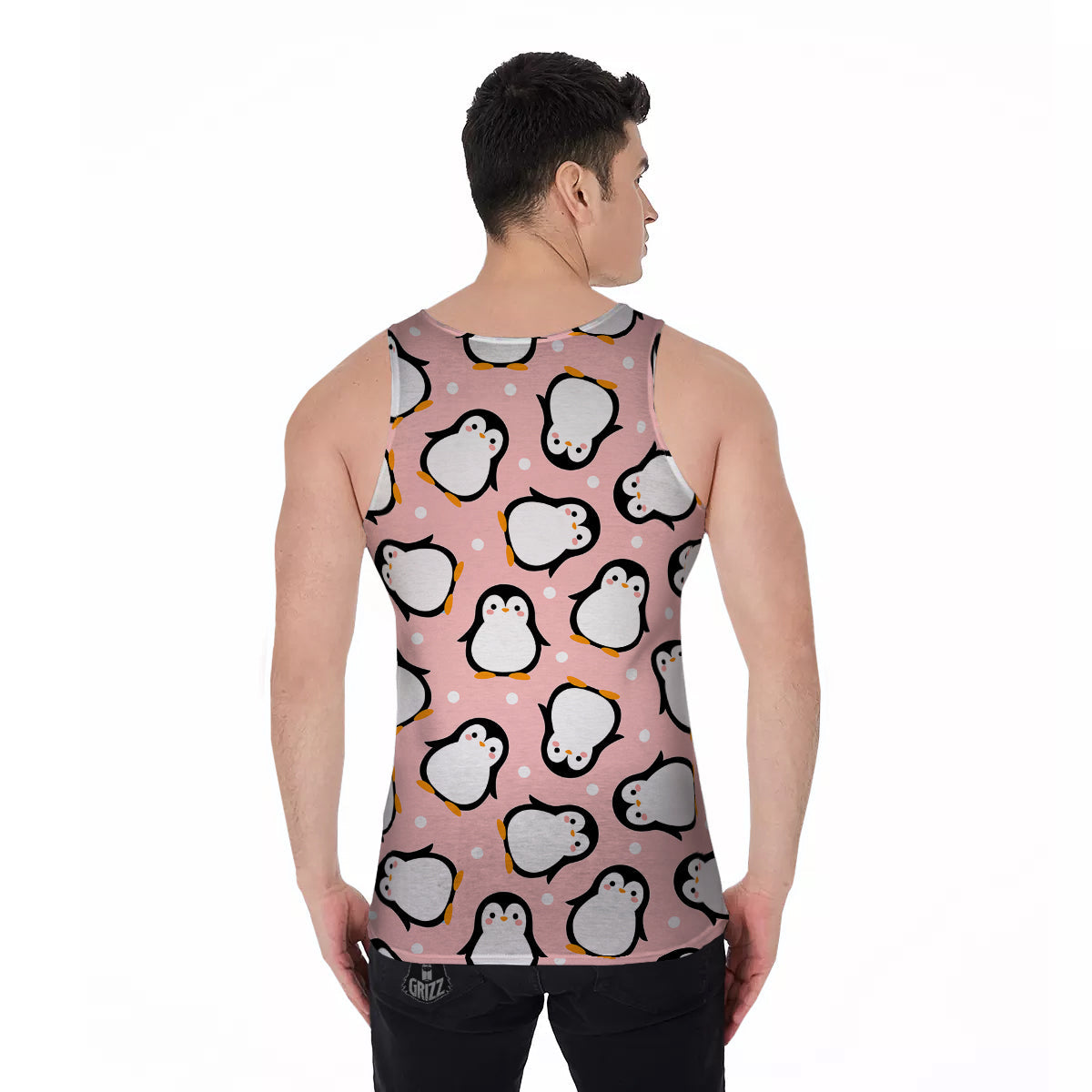 Penguin Xmas Print Pattern Men's Tank Top-grizzshop