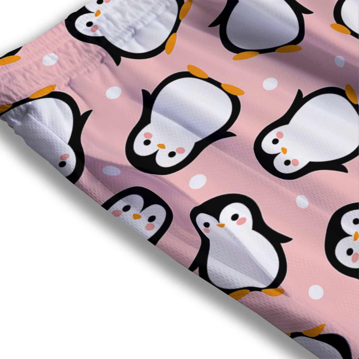 Penguin Xmas Print Pattern Mesh Shorts