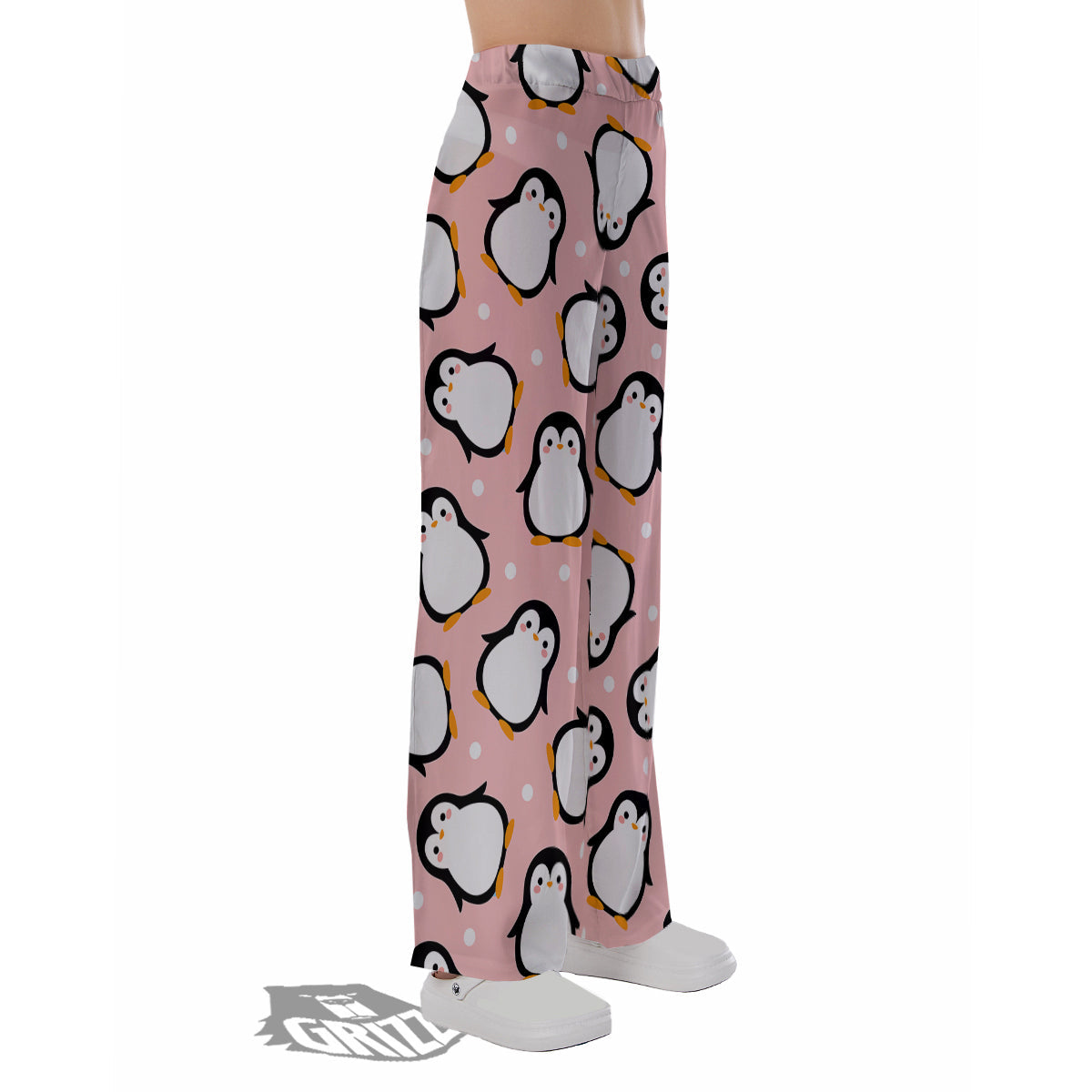 Penguin Xmas Print Pattern Pajama Pants-grizzshop