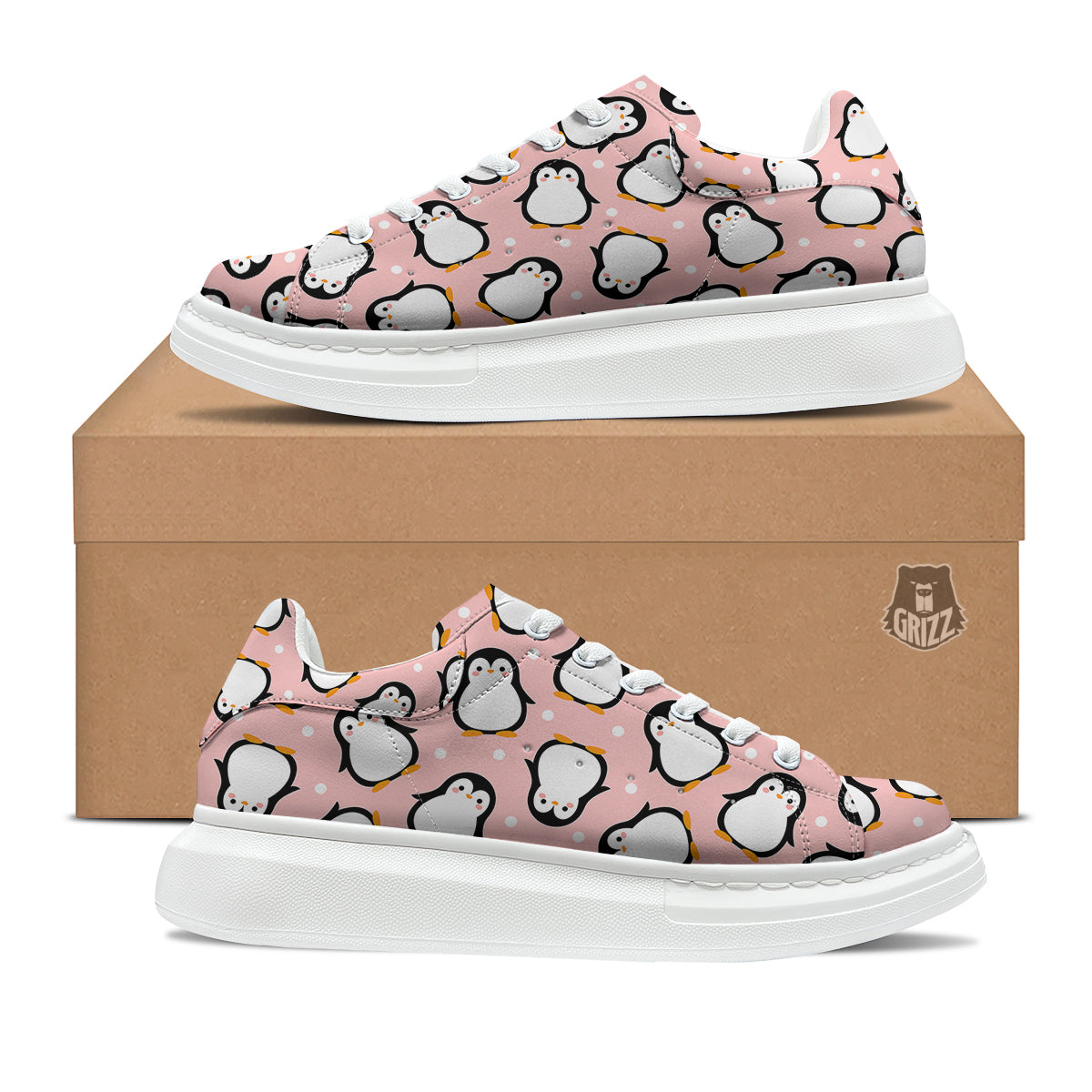 Penguin Xmas Print Pattern Platform Shoes-grizzshop