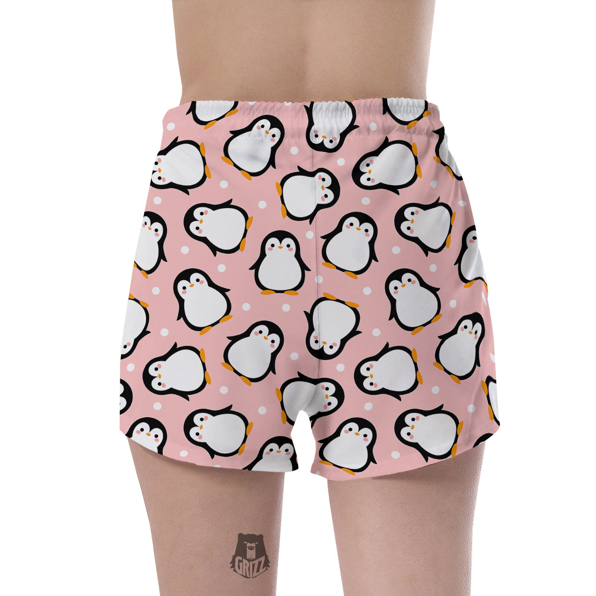 Penguin Xmas Print Pattern Women's Shorts-grizzshop