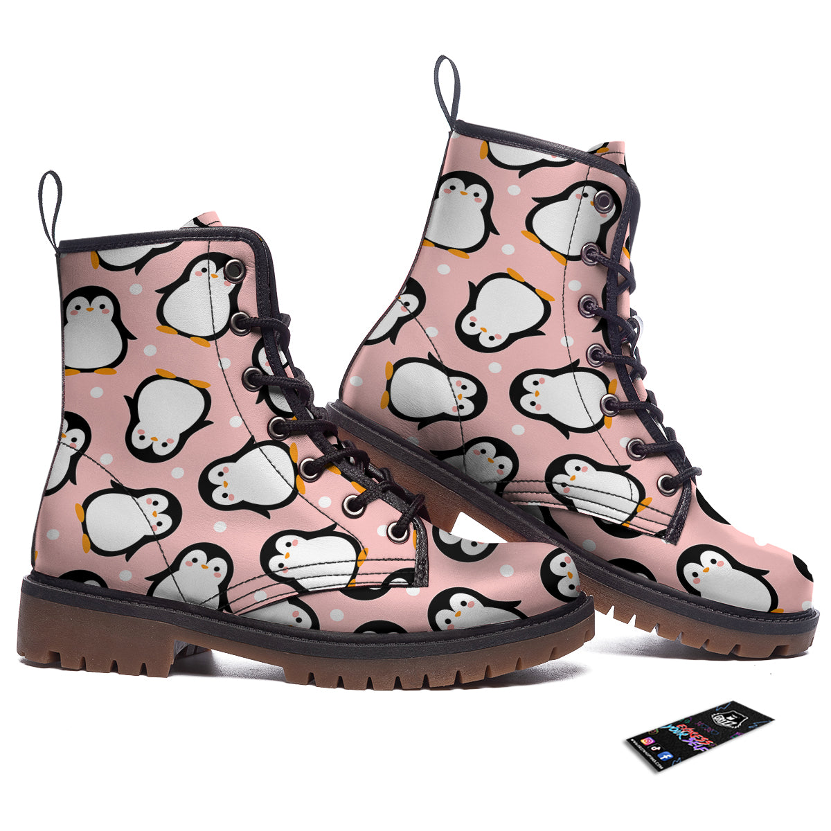 Penguin Xmas Print Pattern Work Boots-grizzshop