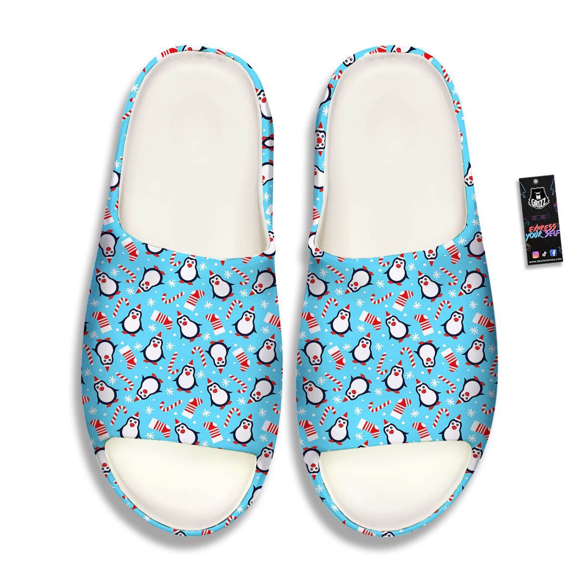Penguin Christmas Santa Print Pattern Sandals-grizzshop