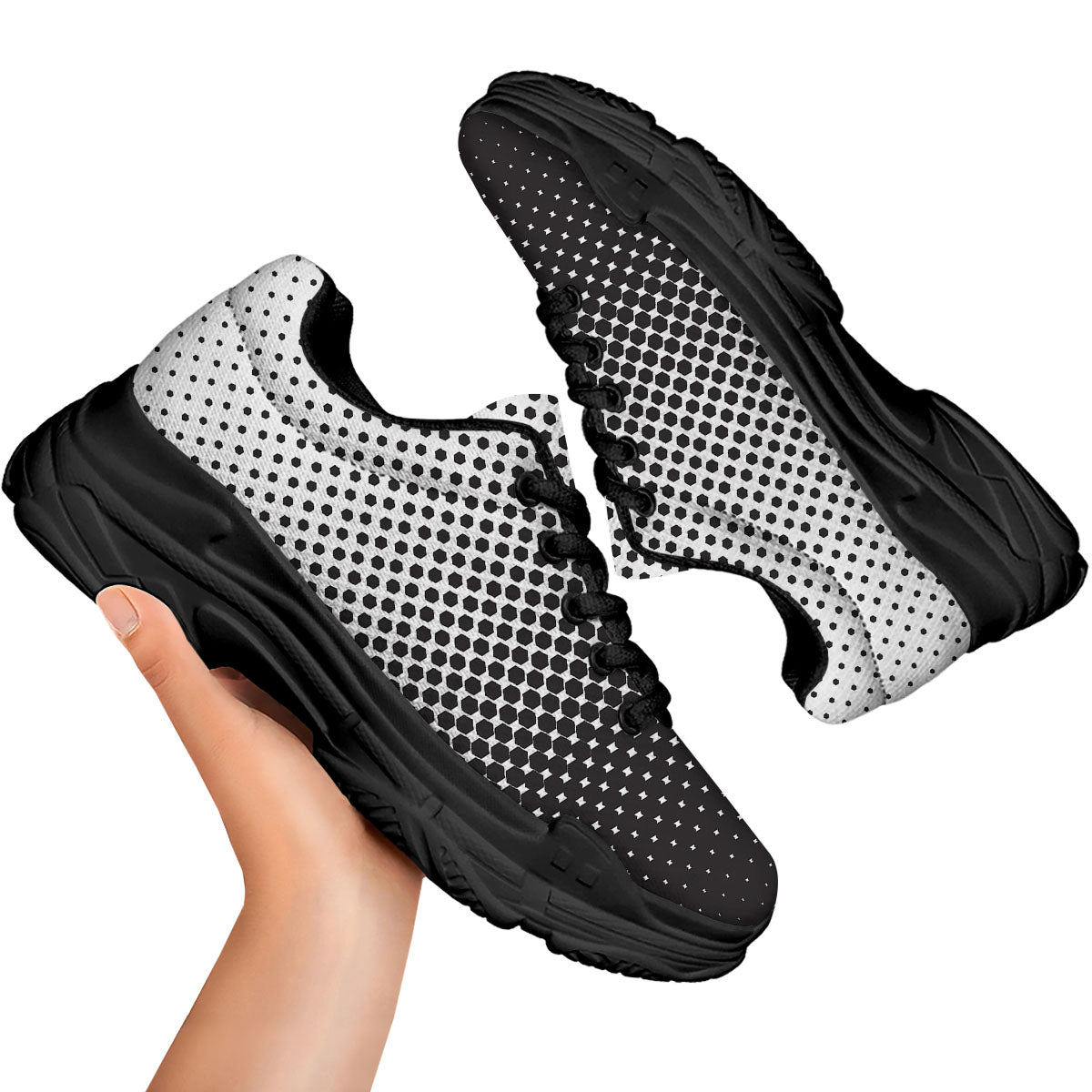 Pentagon Halftone Print Black Chunky Shoes-grizzshop