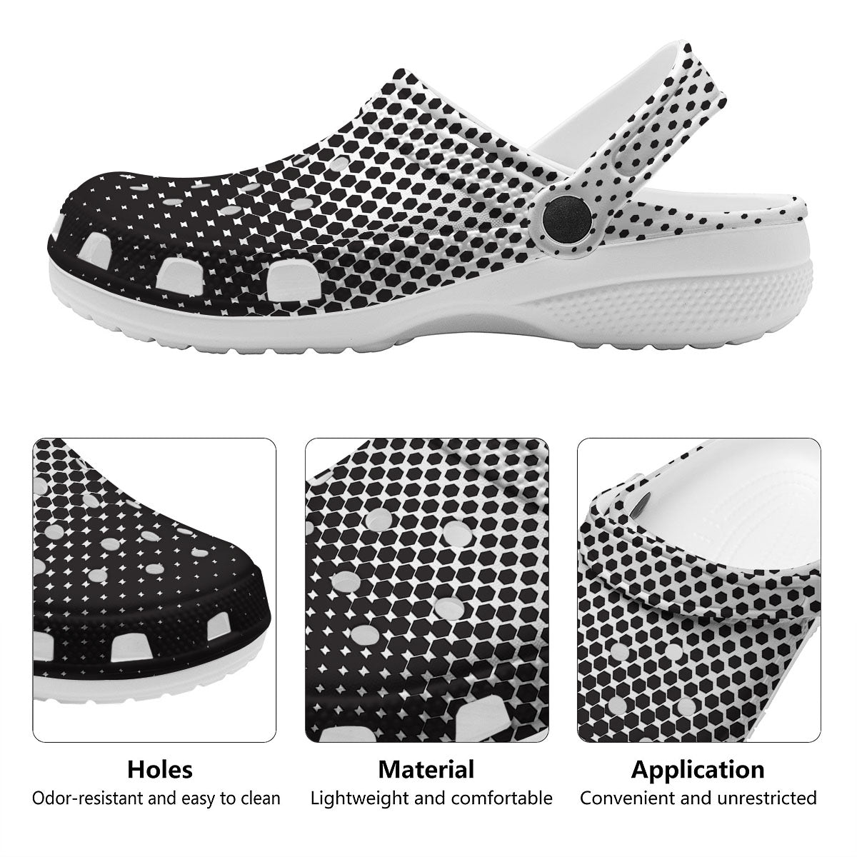 Pentagon Halftone Print Clog-grizzshop