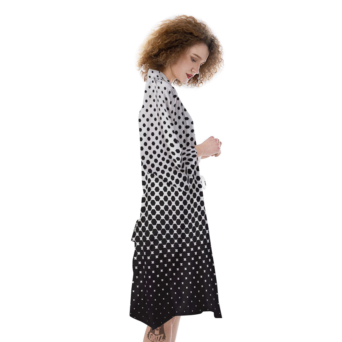 Pentagon Halftone Print Kimono-grizzshop