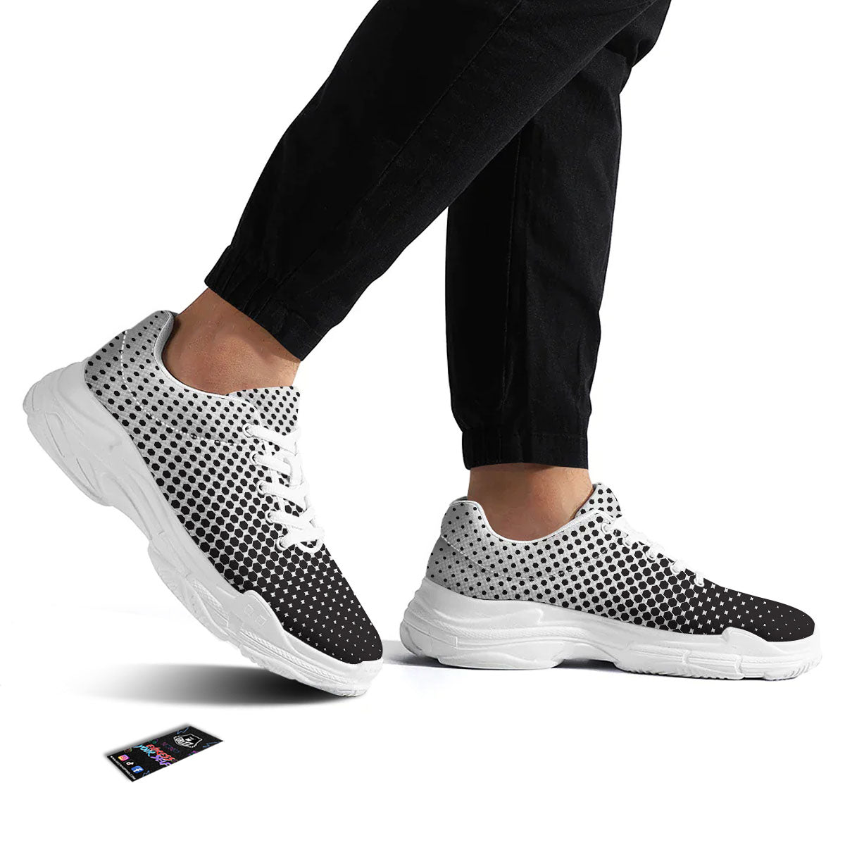 Pentagon Halftone Print White Chunky Shoes-grizzshop