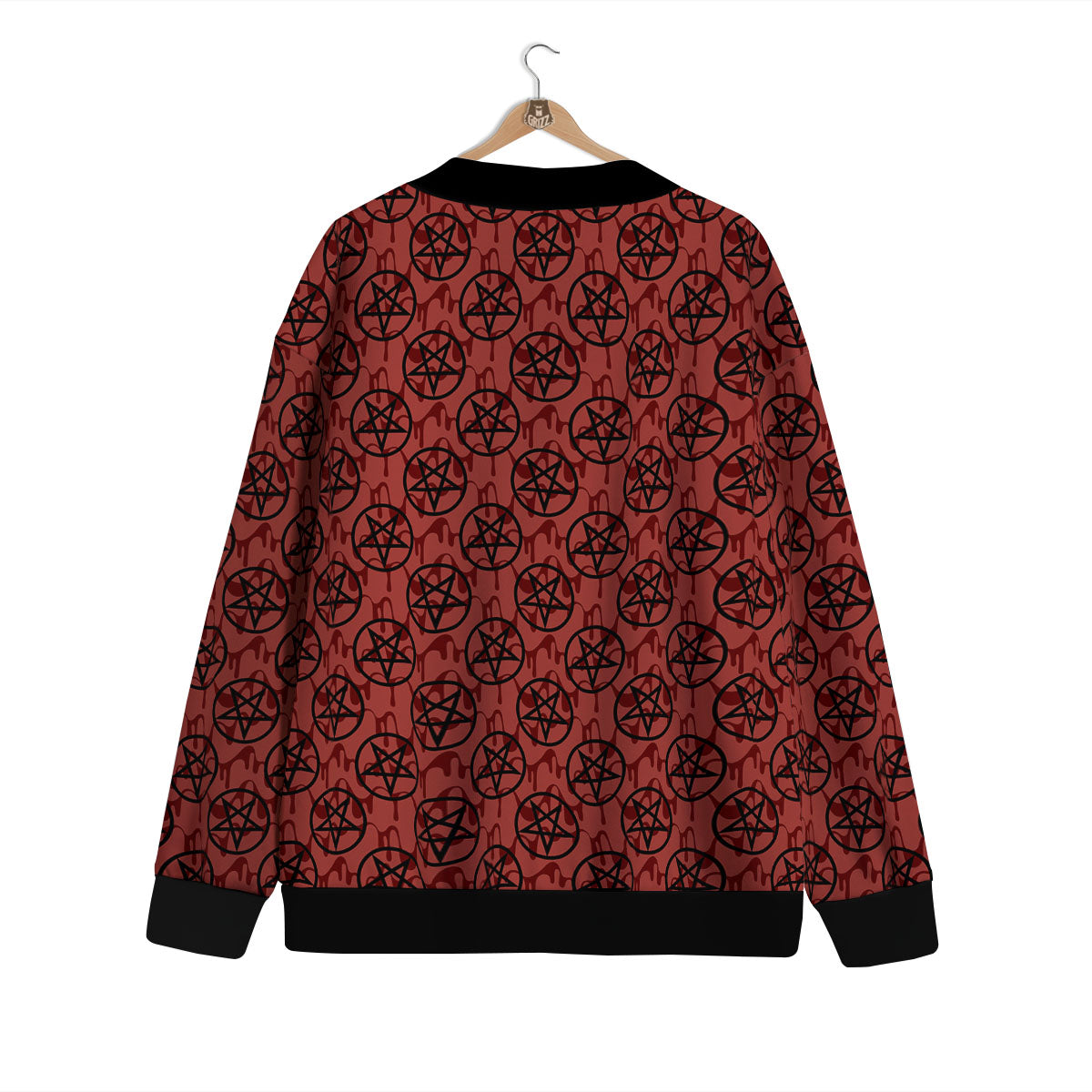 Pentagram Bloody Satanic Print Pattern Cardigan-grizzshop