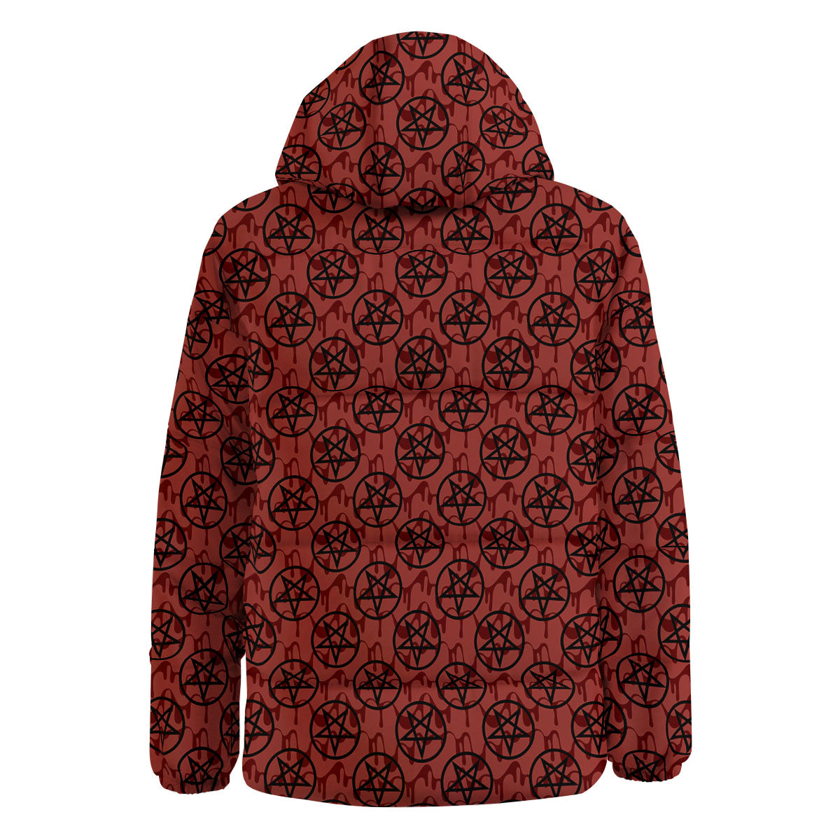Pentagram Bloody Satanic Print Pattern Down Jacket-grizzshop