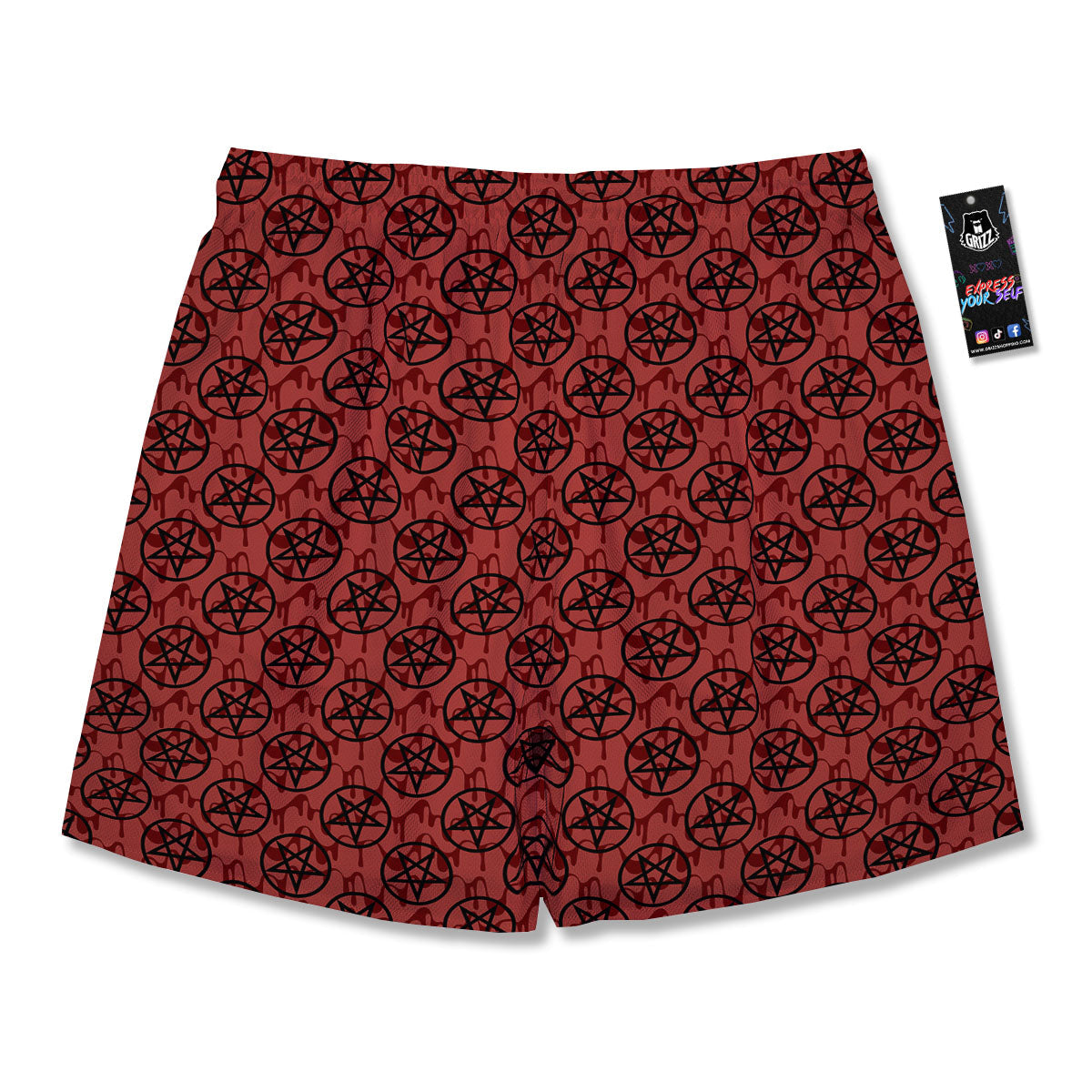 Pentagram Bloody Satanic Print Pattern Men's Running Shorts-grizzshop