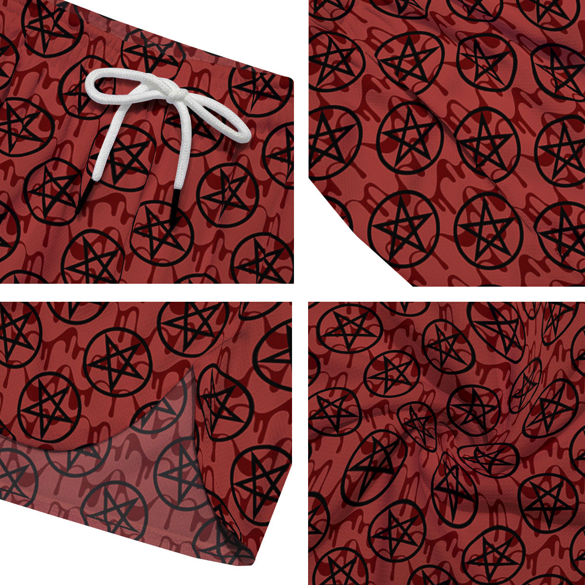 Pentagram Bloody Satanic Print Pattern Men's Running Shorts-grizzshop