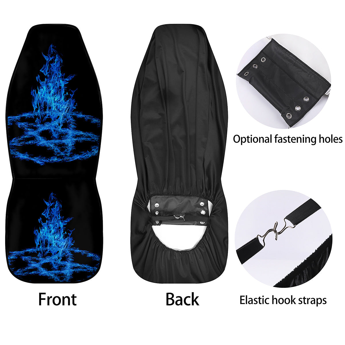 Pentagram Blue Flame Print Car Seat Covers-grizzshop