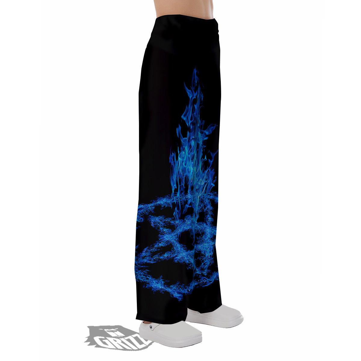 Pentagram Blue Flame Print Pajama Pants-grizzshop